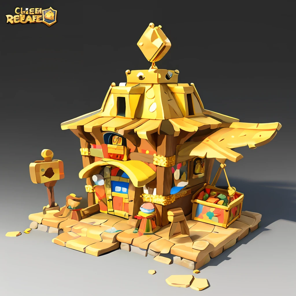 tmasterpiece，high qulity，cartoonish style，3d effect，Mini scene，Medieval gold mines，handcart，gold nugget，Box silhouette，hand painted style，game ets，rich colourful。