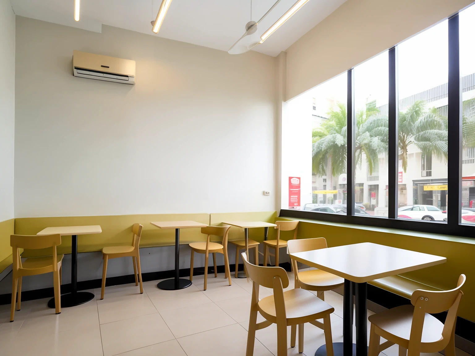 Cafes, Ample space, compact tables and chairs, ease of movement, Versatile furniture