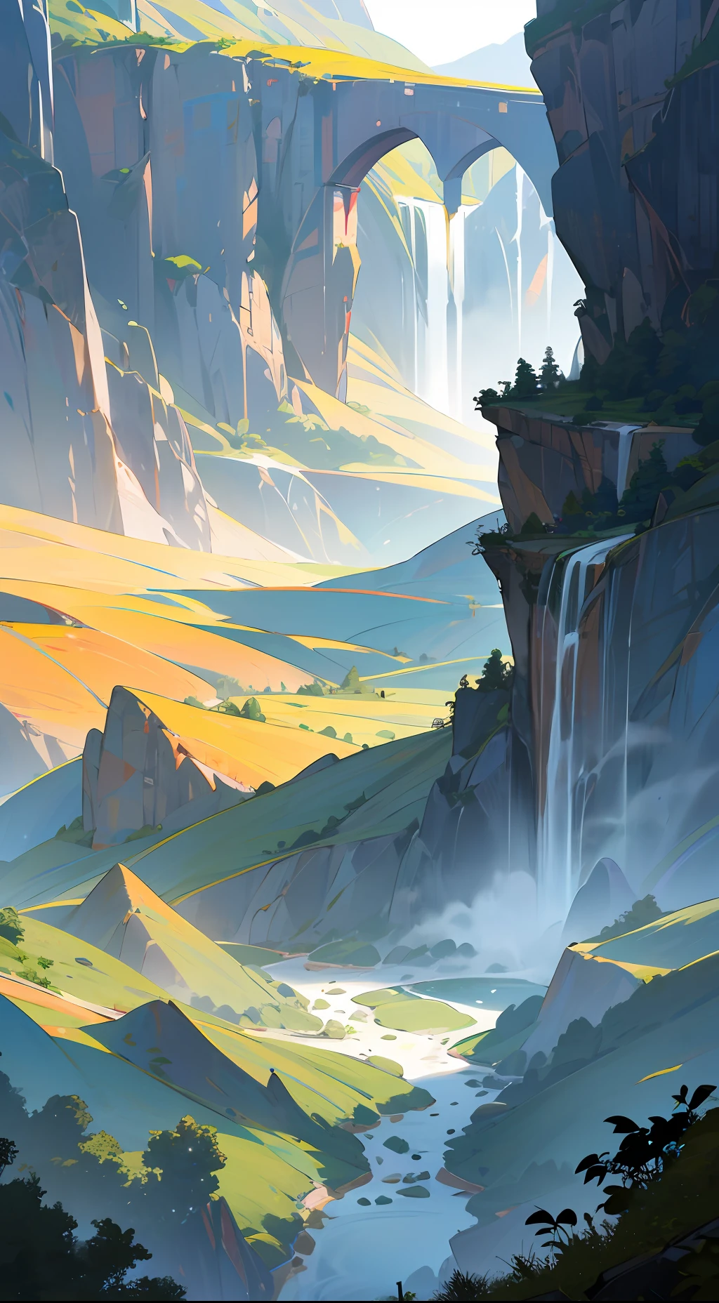 Located in Wangxian Valley, Shangrao City, Jiangxi Province。The place is full of mystery and wonderland atmosphere。Odd peaks rise in the canyon,The stream is gurgling,The waterfall cascades down,The view is magnificent。The beauty of Wangxian Valley is enchanting,It's like being in a fairyland。--v 5 --ar 9:16 --auto