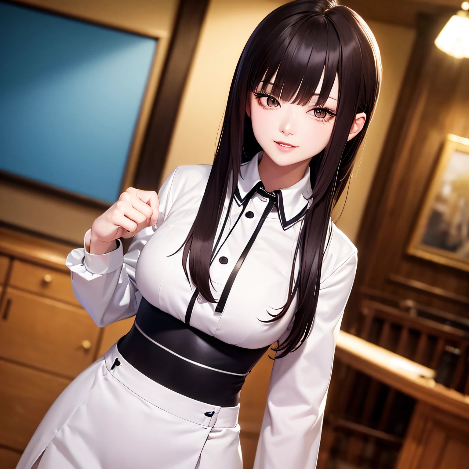tmasterpiece,Ultimate quality,A long-won photo contest,Background bokeh,The depth of field is full,HDR high dynamics,True restore,Beautuful Women,Korean girls,18yr old,Uniform temptation,Enchanted smile,Seductive action --auto