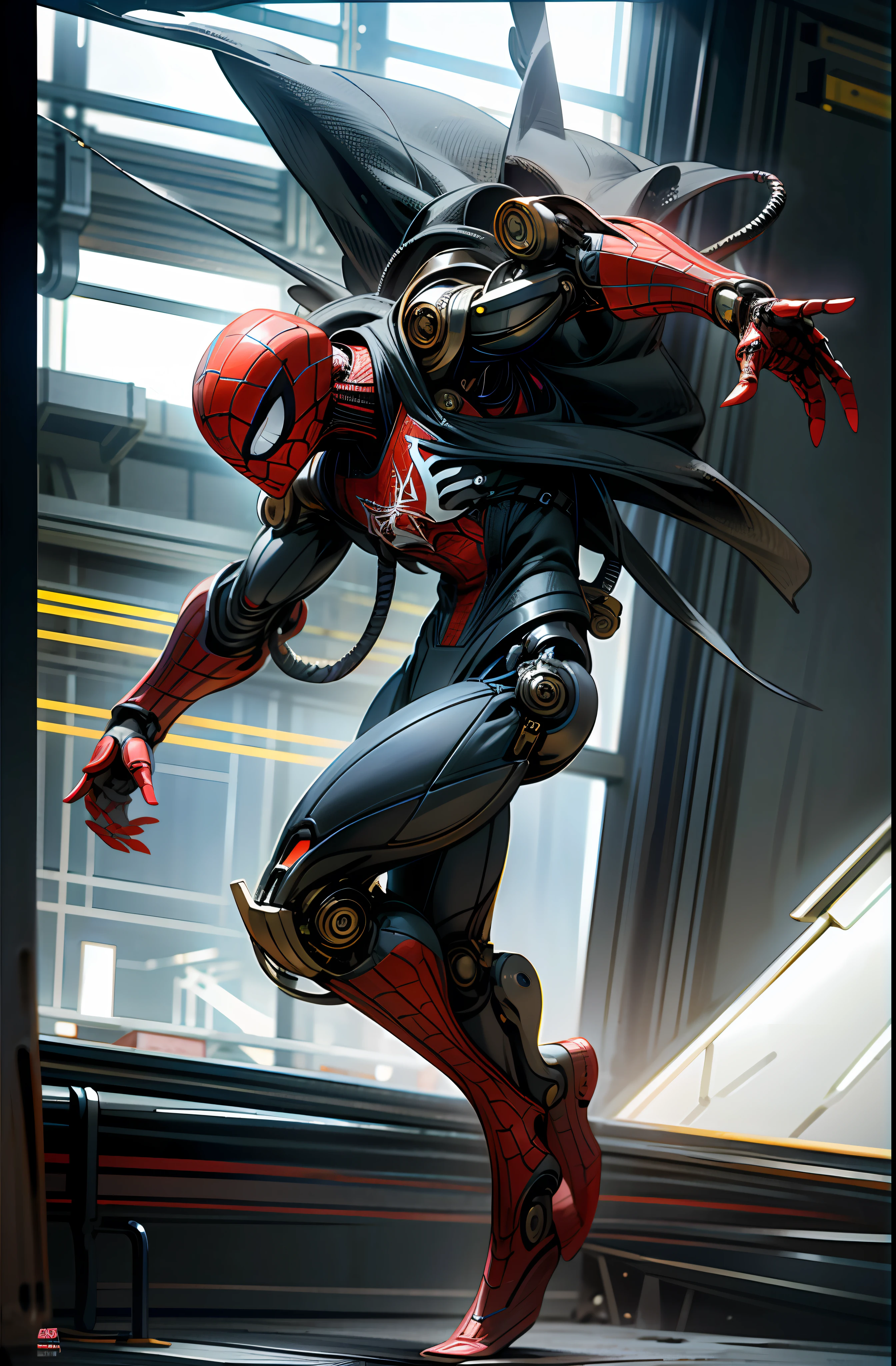 Full body Pic, Marvel Comic's Spiderman as a mechanical robot, photo-realistic, 8k, realistic photo-realistic, 8k, realistic amazing looking,