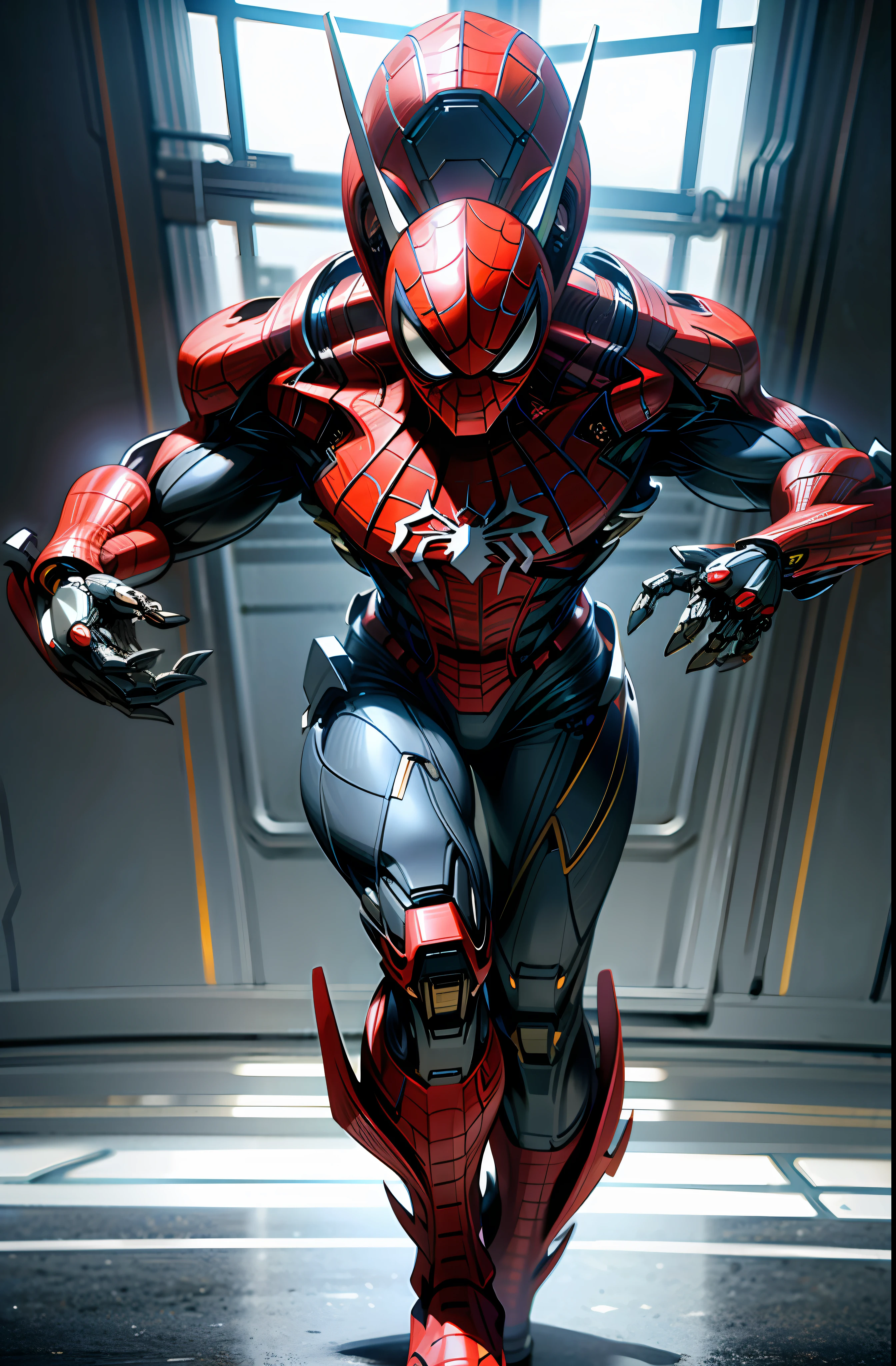 Full body Pic, Marvel Comic's Spiderman as a mechanical robot, photo-realistic, 8k, realistic photo-realistic, 8k, realistic amazing looking,