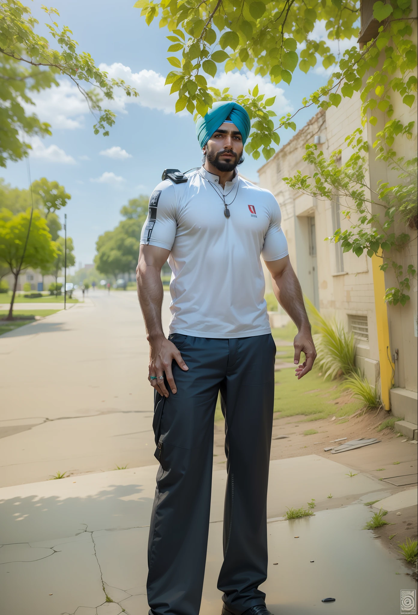 Change background cyberpunk handsome punjabi man, realistic face, 8k, ultra realistic, punjab man