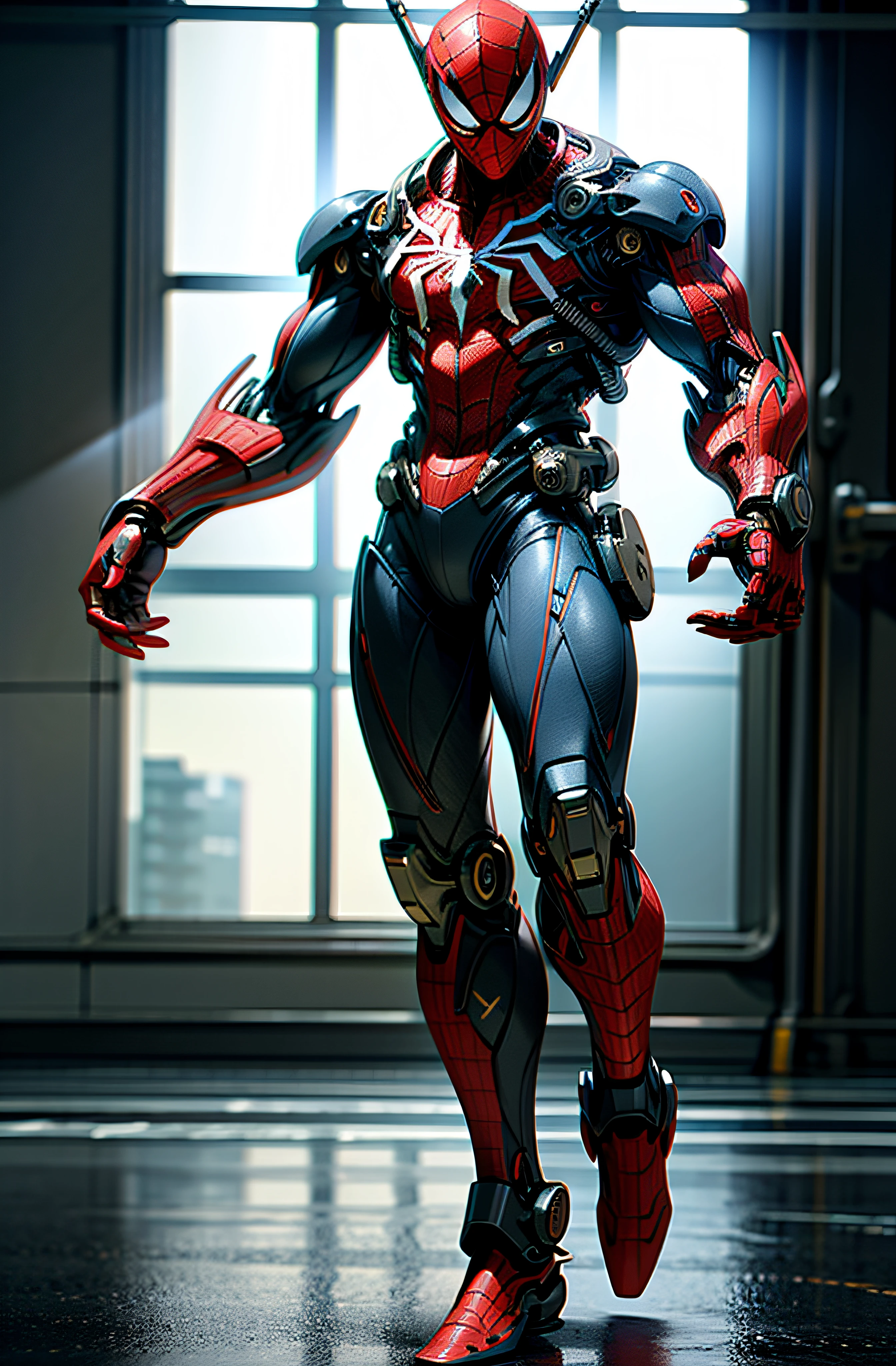 Full body Pic, Marvel Comic's Spiderman as a mechanical robot, photo-realistic, 8k, realistic photo-realistic, 8k, realistic amazing looking,