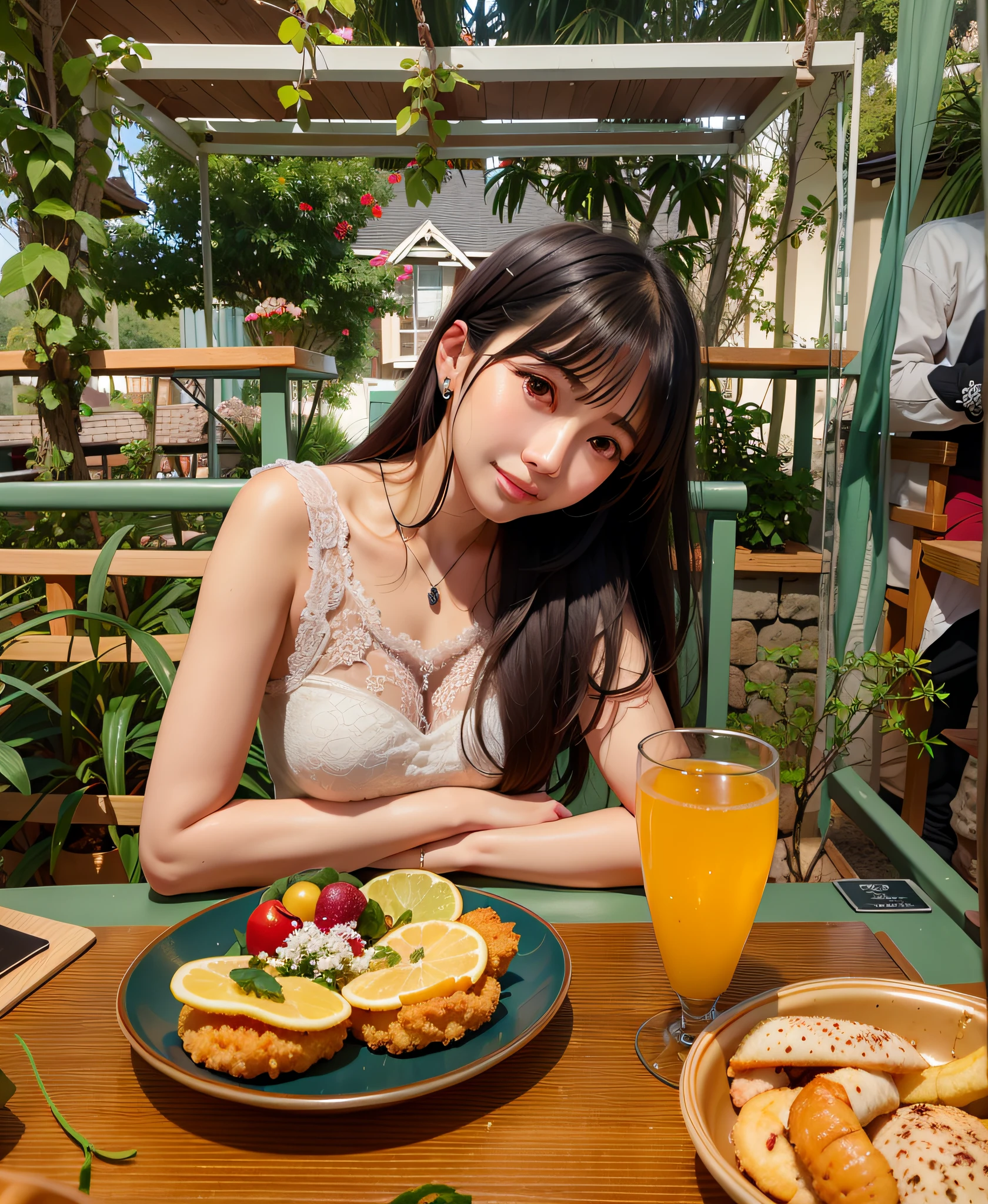 There was a woman sitting at the table,Carrying a plate of food, jaeyeon nam, bae suzy, Shin Jinying, lalisa manobal, ulzzangs, beautiful Korean women, Kim Do-young, Beautiful young Korean woman, Choi Hyun-hwa, Korean girl, Gorgeous lady, Gorgeous young Korean woman, personal profile picture, dilraba dilmurat