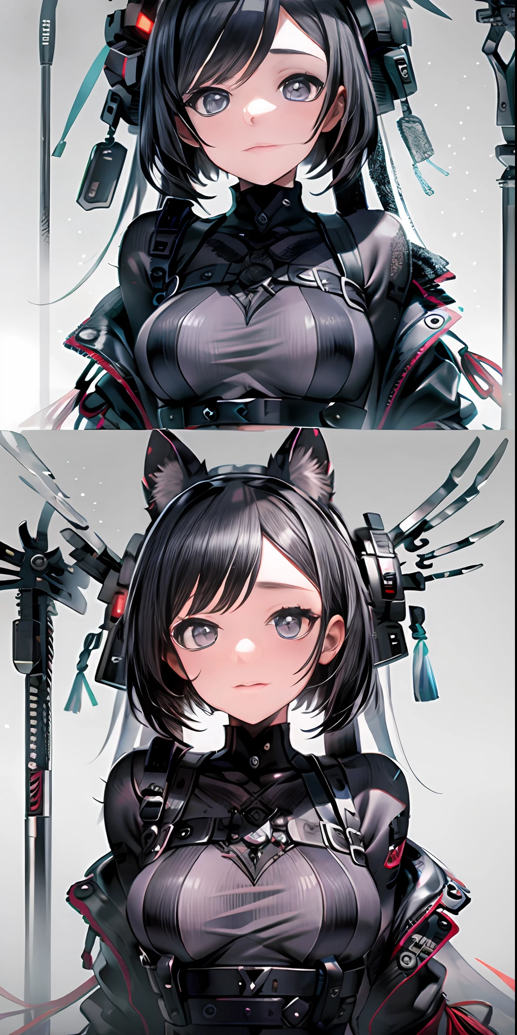 (extremelydetailed8Kwallpaper),Medium shot of a shy cat-eared lady,high detal,iintricate,dramatics