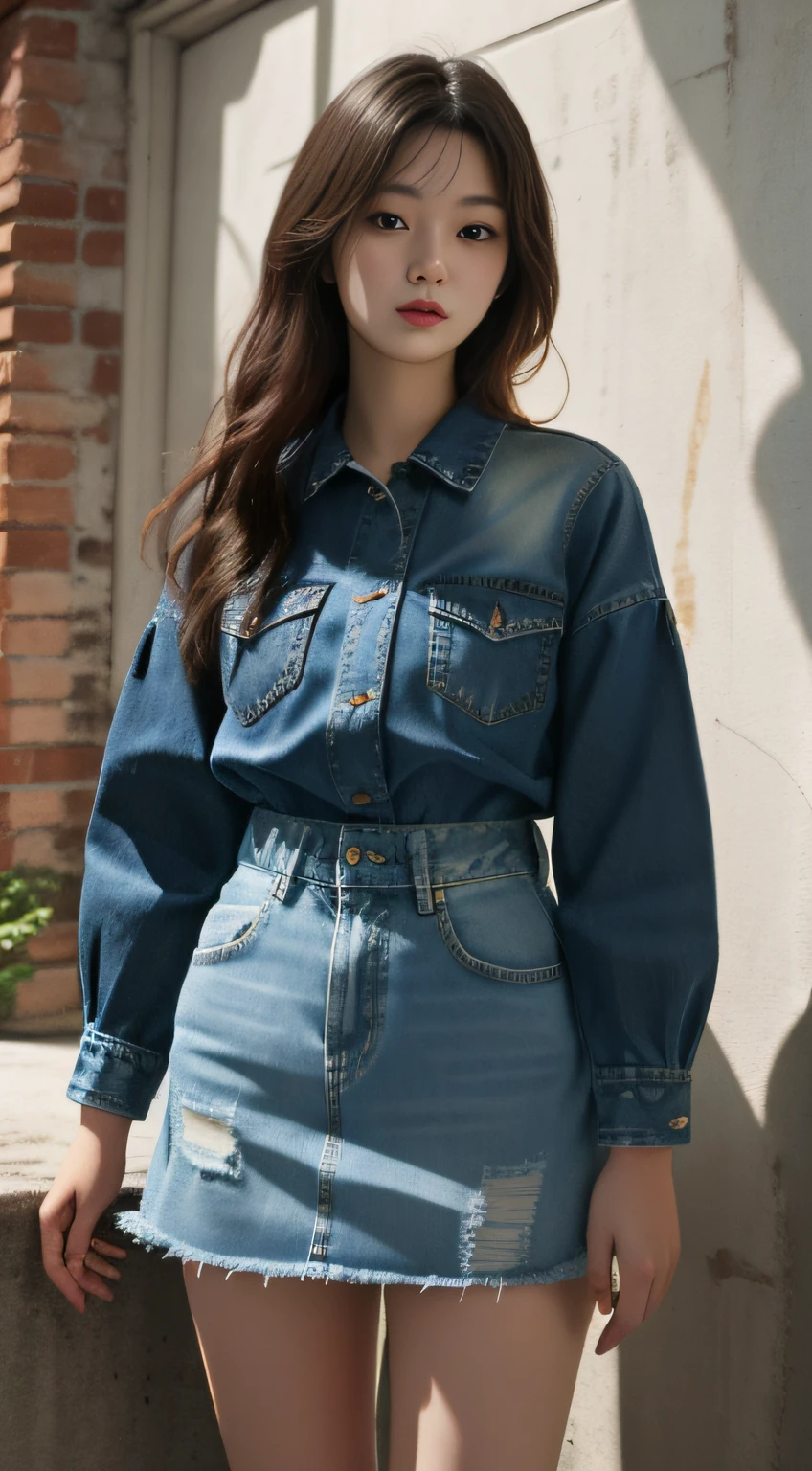 Best quality ,Masterpiece, illustration, An extremely delicate and beautiful, Extremely detailed,Best quality, offcial art, Extremely detailed Cg Unity 8K wallpaper, absurderes, hugefilesize , Ultra-detailed, High resolution 1 girl,24 years of age,Beat,short denim skirt,