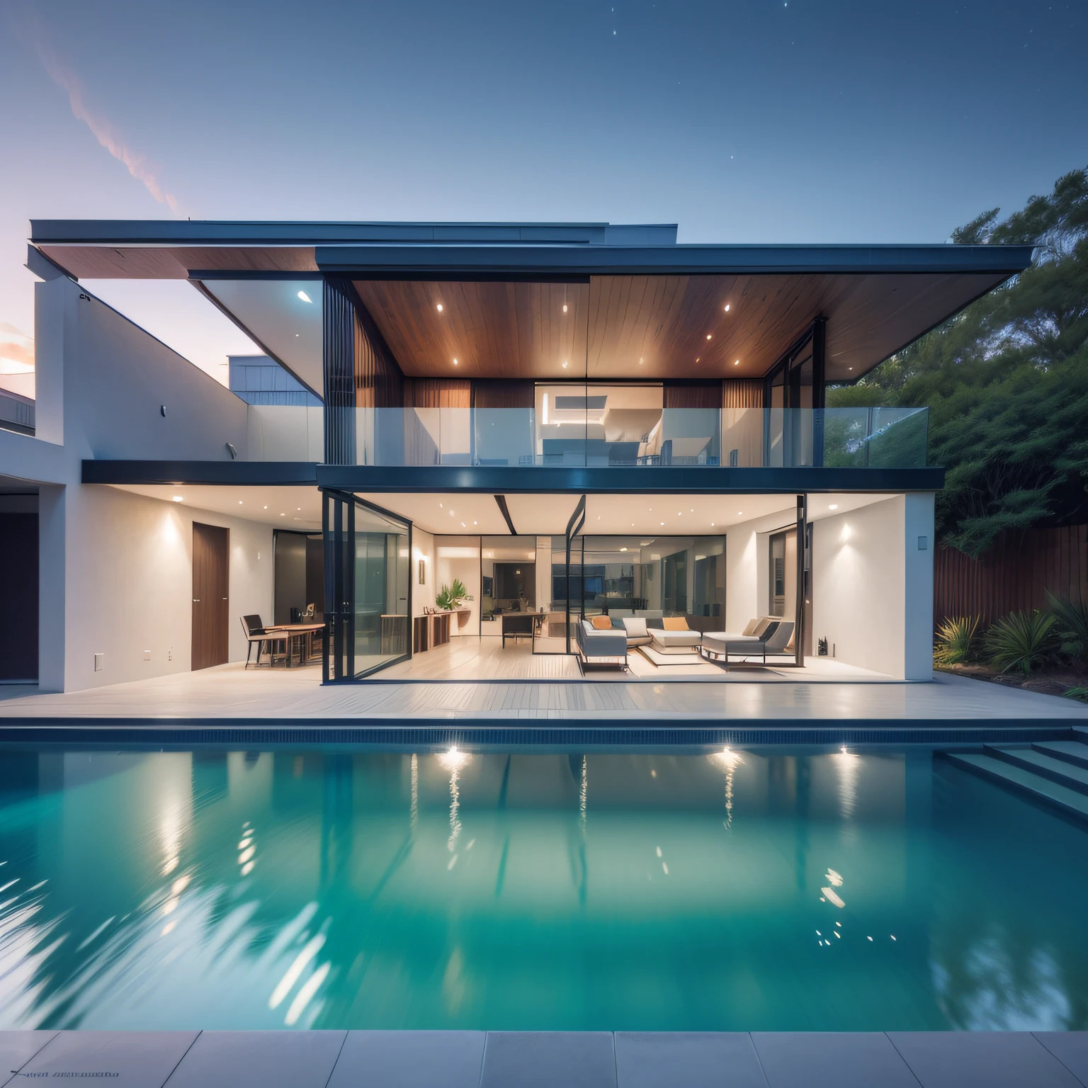 Arquitectura de uma casa moderna futurista, casa de luxo na ilha das Seischeles, turquoise water, Rocks at the water's edge, areia branca, arquitectura de uma moderna, Arquitetura futurista, arquitetura Zaida Hadid, pequena casa de concreto branco com paredes de madeira, arquitectura com muito vidro, casa com madeira e vidro, grande piscina estreita a entrar pelo mar, arquitectura encaixada na floresta tropical, arquitectura estilo maldivas ilha das Seicheles, praia tropical, a digital rendering, renderizado, muito detalhe, 8k Joao Salvador, ((obra-prima, melhor qualidade)), 8k, estilo de arquitetura moderna, Foto realista, David Chipperfield, foto hiper detalhada, single box, A 3D digital rendering of a building, glass building, Leansflare, body of water, night time