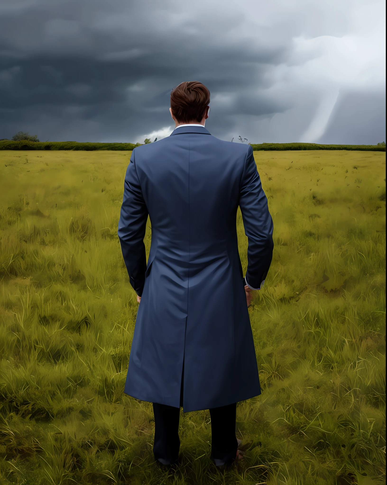 Cool man,Wear neat clothes and look into the distance