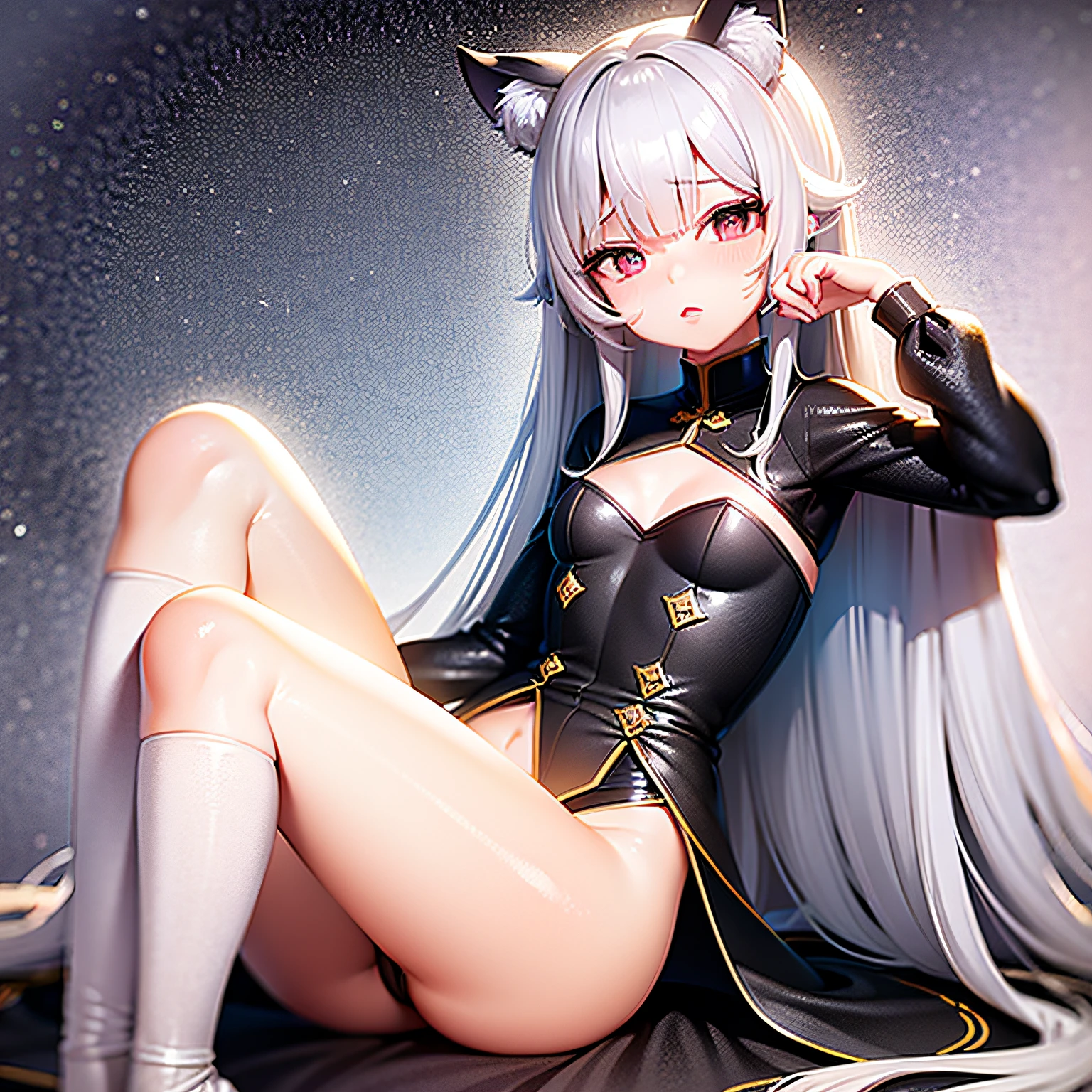 16K resolution，Silver fox anthropomorphism，femele，White suspender stockings，Silver-white hair，Bright purple eyes，Peach forest flower background，light breeze，China-style，D-cups，Gorgeous costumes，Thin stature，Thin legs，Lovely 4 points，Sexy 6 points，Rub the edges， costumes，Little tiger tooth，Recumbent position，No pants，Waist less miniskirt，Discovering，Shy，Hairless white tiger nest，The figure is yellow with 16K resolution，Silver fox anthropomorphism，femele，White suspender stockings，Silver-white hair，Bright purple eyes，Peach forest flower background，light breeze，China-style，D-cups，Gorgeous costumes，Thin stature，Thin legs，Lovely 4 points，Sexy 6 points，Rub the edges， costumes，Little tiger tooth，Recumbent position，open，Waist less miniskirt，Discovering，Shy，Hairless white tiger nest，Yellow is pictured