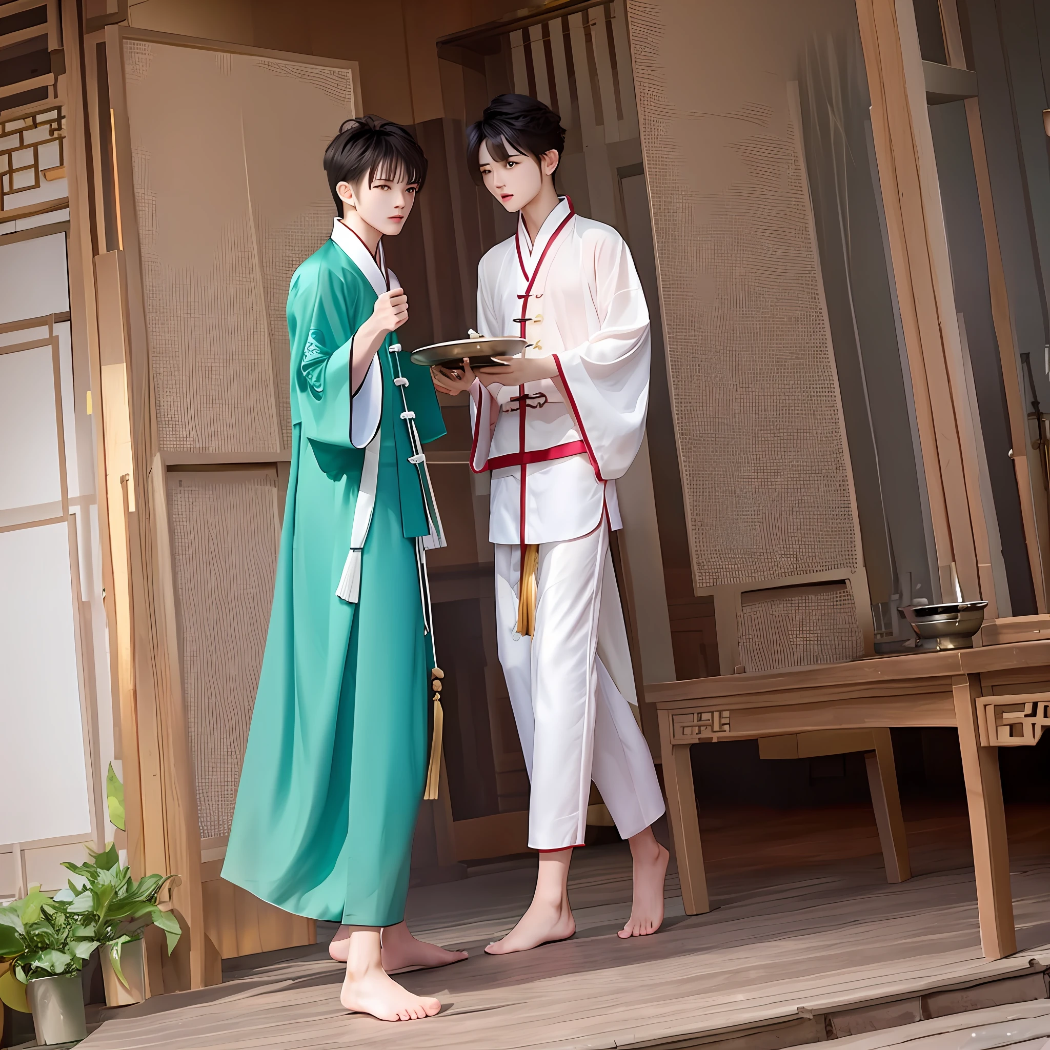 Xiao Zhan, Gong Jun barefoot photo