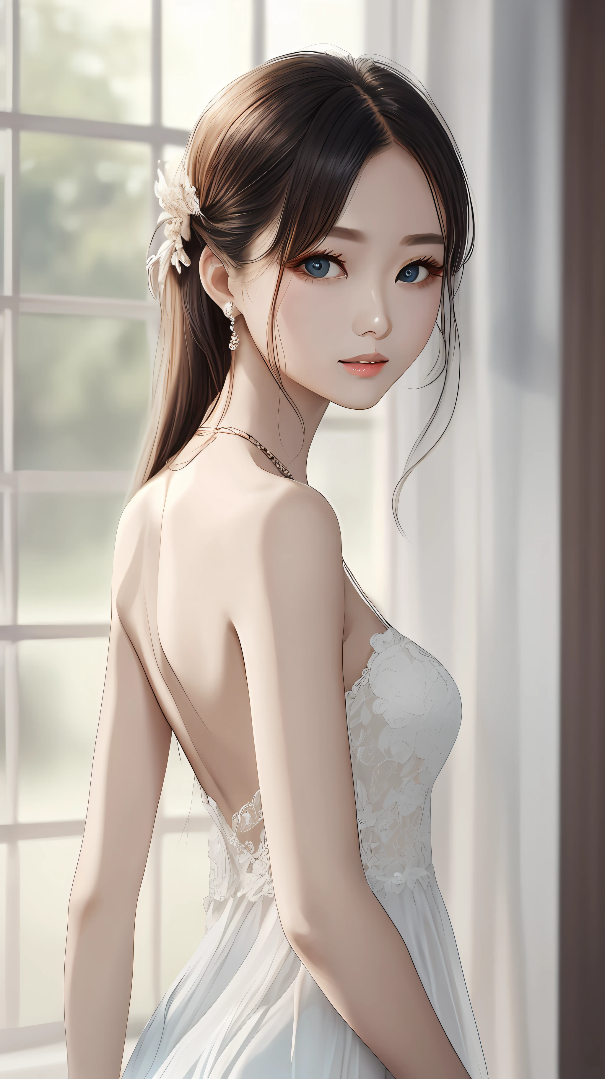 The confidence and charm of contemporary women、The delicate and silky skin of the skin、Elegance and movement of the posture、The eyes are confused and charming、The softness and warmth of natural light、Harmonious color matching and smooth line expression --auto