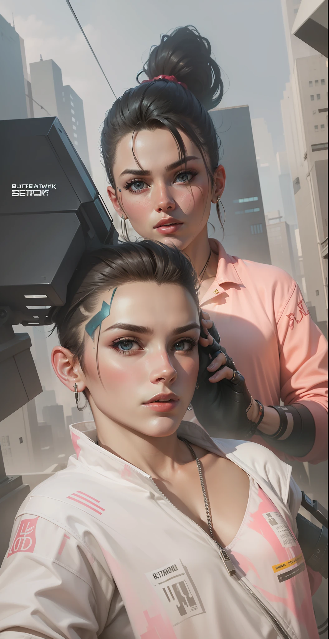 Change background cyberpunk, handsome boy, cut buatiful gril,realistic face, 8k,ultra realistic,