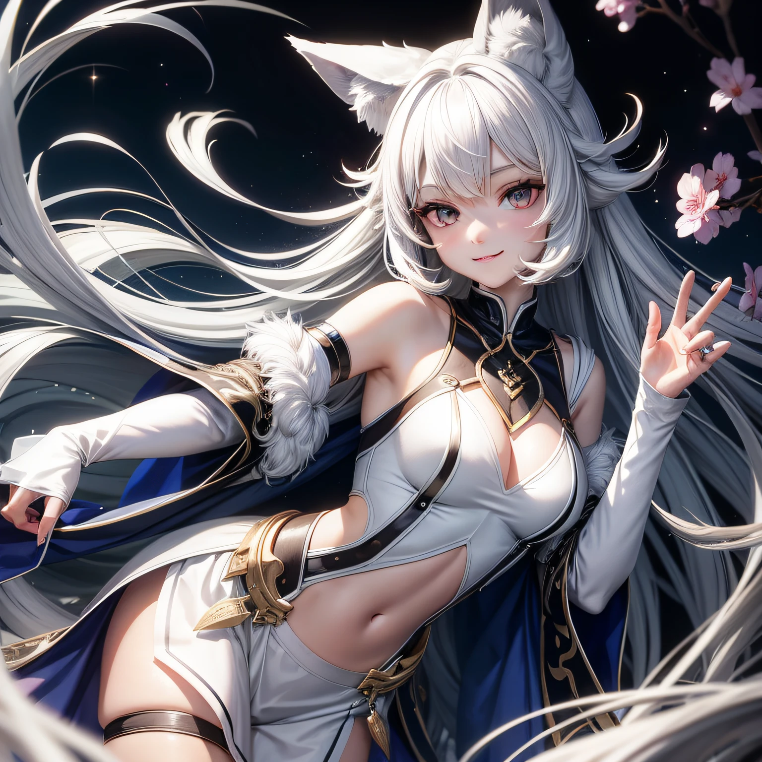 white color hair,fox ear,s girl,frontage,ssmile --auto