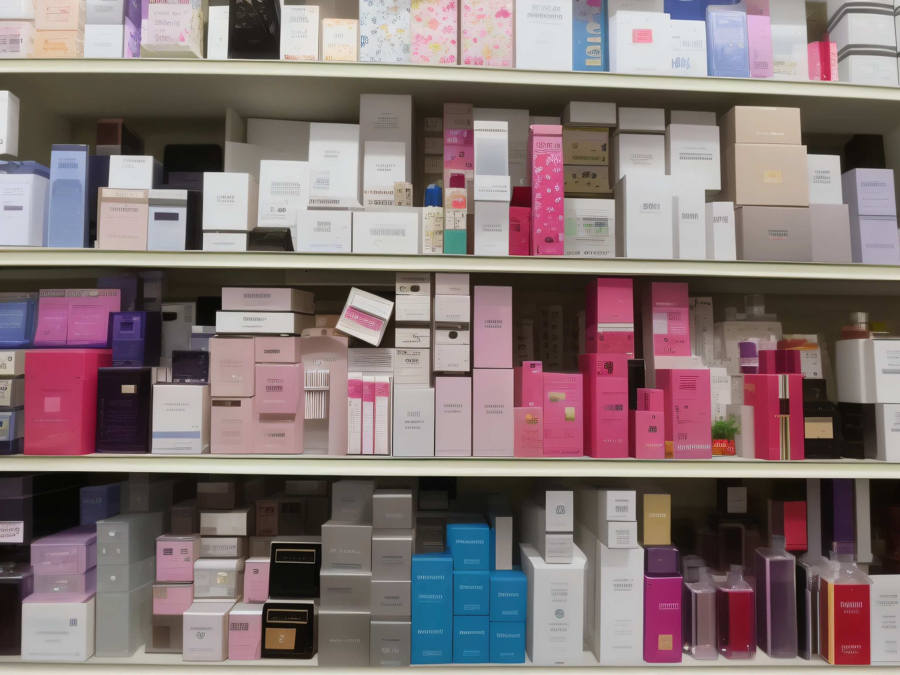 A grove of perfume on the shelves in the store with a lot of boxes, perfume, cosmetics, Pharmacy, Shot on Nikon, photo taken from far away, 4 0 9 6, taken on a 2010s camera, The shelves are full, photo taken on a nikon, Pamela Drew, rack, image, Shot on a Canon camera, Shops