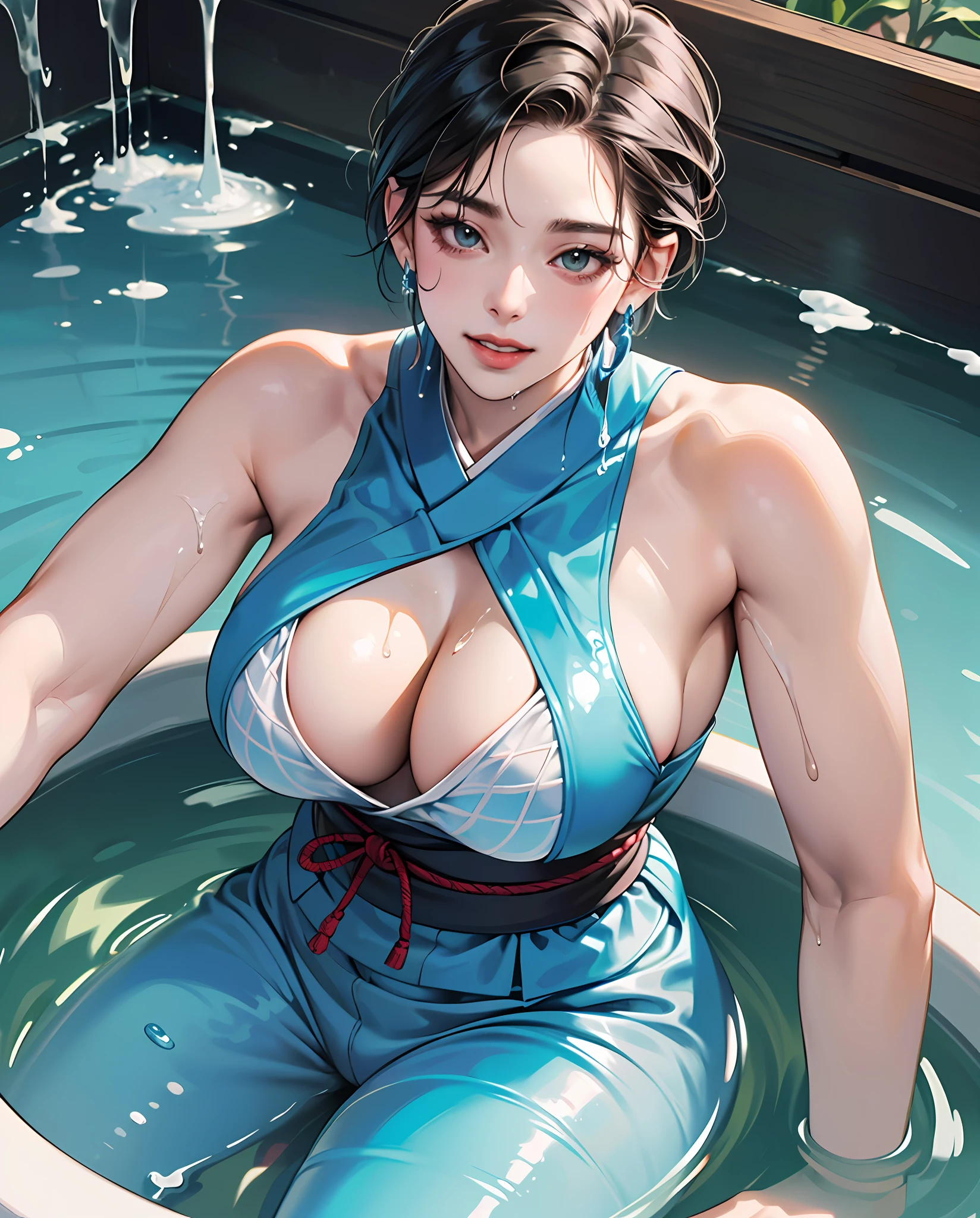 (high quality 8K anime), man head, twink male body, Sweaty and sweaty, Powder blue vapor, Delicate skin, (hermaphrodite, manly short hair, creepy erotic laughing, (Photorealism), masterpiece, best quality, portrait, Perfect underarmpit, fishnet clothing, (Japanese KPOP idol:1.2), (realistic beautiful Asian), close up and soft up to everything, (plump MILF body shape), spot light, super pale skin, dark make up, sharp focus, detailed anatomy, ultra-wonderful face detail, (his deep drippy blue colored melting slime body under the clothes), Large buttocks, 39 years old, a hot wet erotic blue colored slime super idol, mature woman legs line, with a ultra-cute face of a Japanese-Korean-Taiwanese emo young idol, (ultra-detailed eyes), (ultra-detailed skin), (super melting manly short hair style), laying in a bath pool full of blue slime, (drippy melting body), (hyper huge erotic female breasts), super wide wet juicy sexy red lips, soft light, perfect yaoi face, photorealistic, correct fingers, the light is very bright, hypermaximalist style: realistic, photorealism, photography