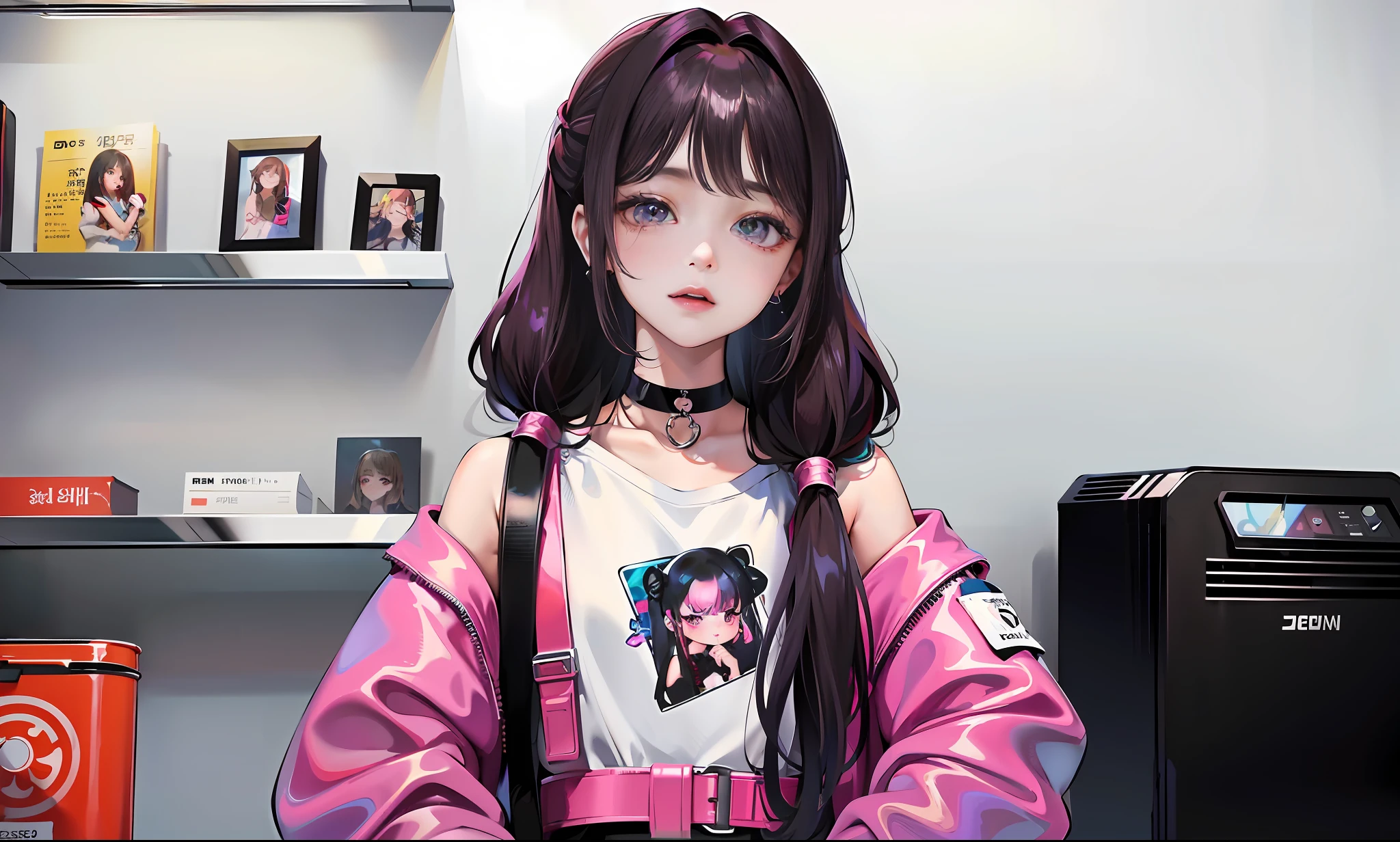 a close up of a woman with long hair standing in front of a refrigerator, blackpink jennie, jossi of blackpink, straight hairstyle, with long hair, portrait of jossi of blackpink, violet long hair, gongbi, sha xi, pigtails hairstyle, jaeyeon nam, taejune kim, the hime cut, roseanne park of blackpink