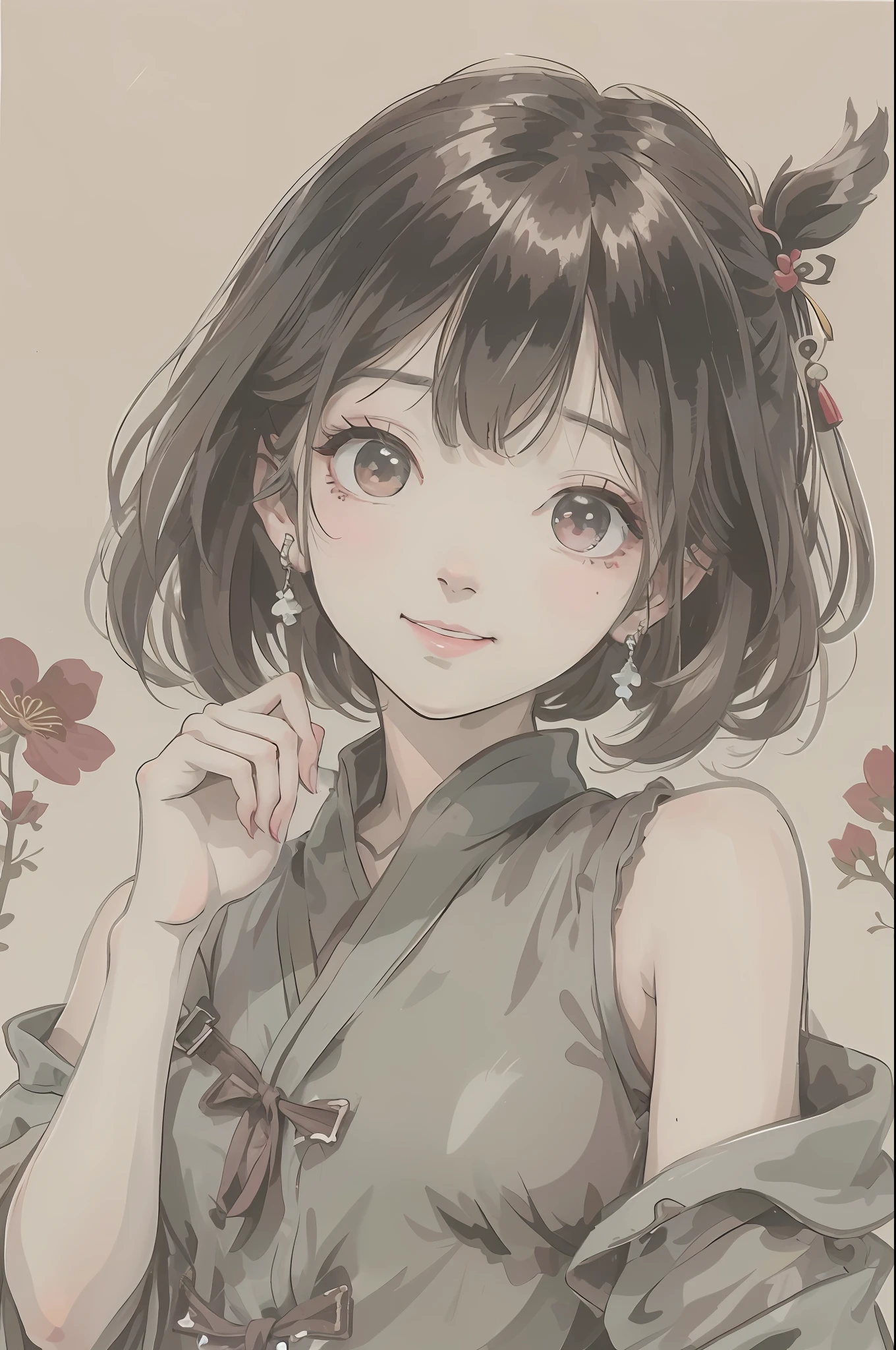 Anime girl with black hair and green dress holding flowers, a beautiful anime portrait, Portrait of an anime girl, Anime style portrait, detailed portrait of an anime girl, anime portrait, up of young anime girl, anime vibes, portrait of an anime girl, portrait of cute anime girl, Beautiful anime style, anime illustration, portrait anime girl, Anime girl, pretty anime girl, Beautiful anime girl