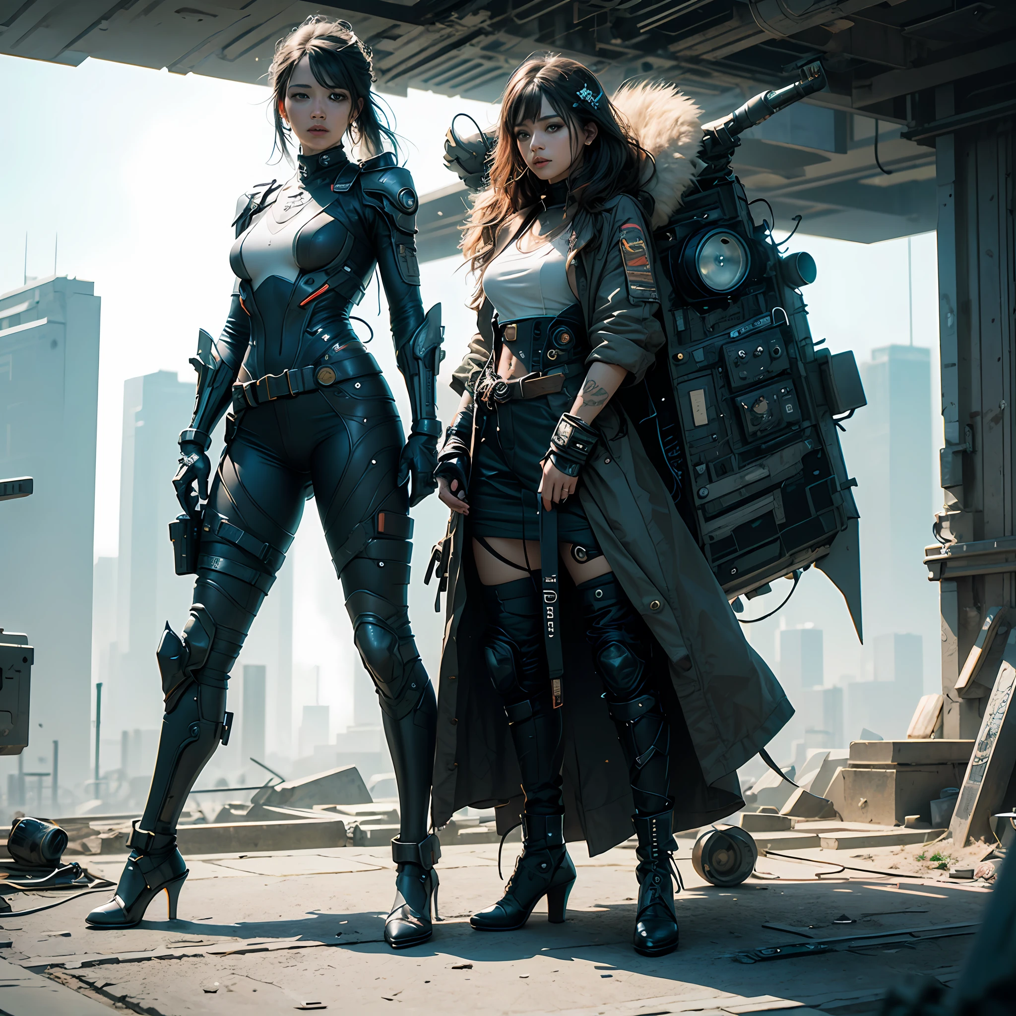 ((best qualtiy)), ((tmasterpiece)), (the detail:1.4), 3D, A beautiful cyberpunk female image,Wear high heels,HDR(HighDynamicRange),Ray traching,NVIDIA RTX,Super-Resolution,Unreal 5,Subsurface scattering、PBR Texture、post-proces、Anisotropy Filtering、depth of fields、maximum definition and sharpness、Many-Layer Textures、Albedo e mapas Speculares、Surface Coloring、Accurate simulation of light-material interactions、perfectly proportions、Octane Render、Two-colored light、largeaperture、Low ISO、White balance、the rule of thirds、8K RAW、 --auto