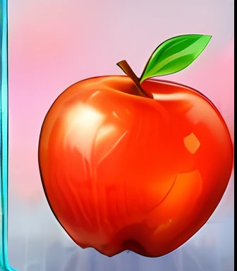 There is a red apple object on a blue background, Jelly texture, game icon asset, Game icon, giant star, toon shader, Rating:G, jello
