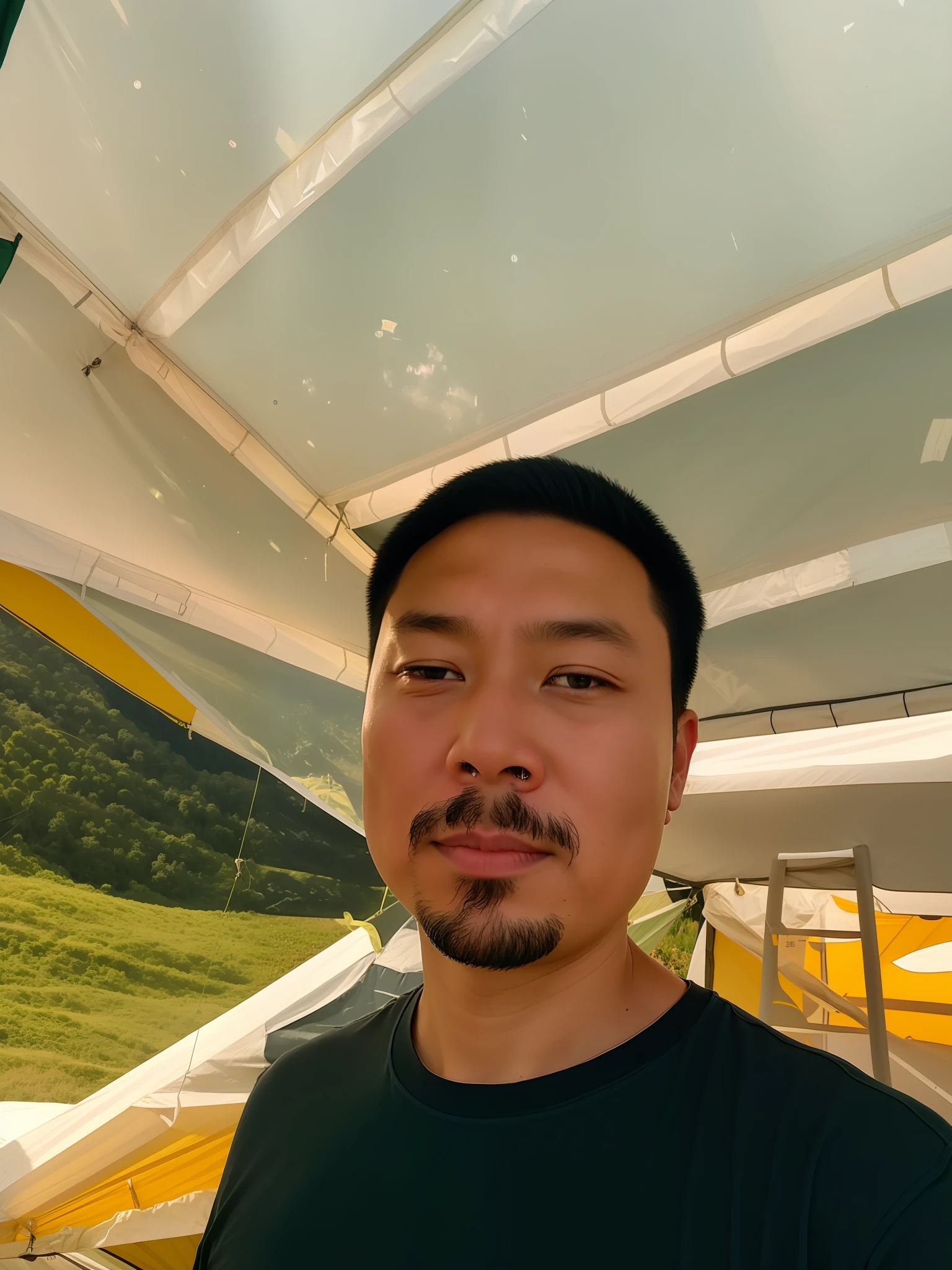 There was a man standing under a tent with a banana, 4 0 years old man, 2 , 38 years old, 2 8 years old old, (38 yearsyears old, 3 2 - year - old, 8ktograph, zeng fanzh, 35 years old, 3 5 years old