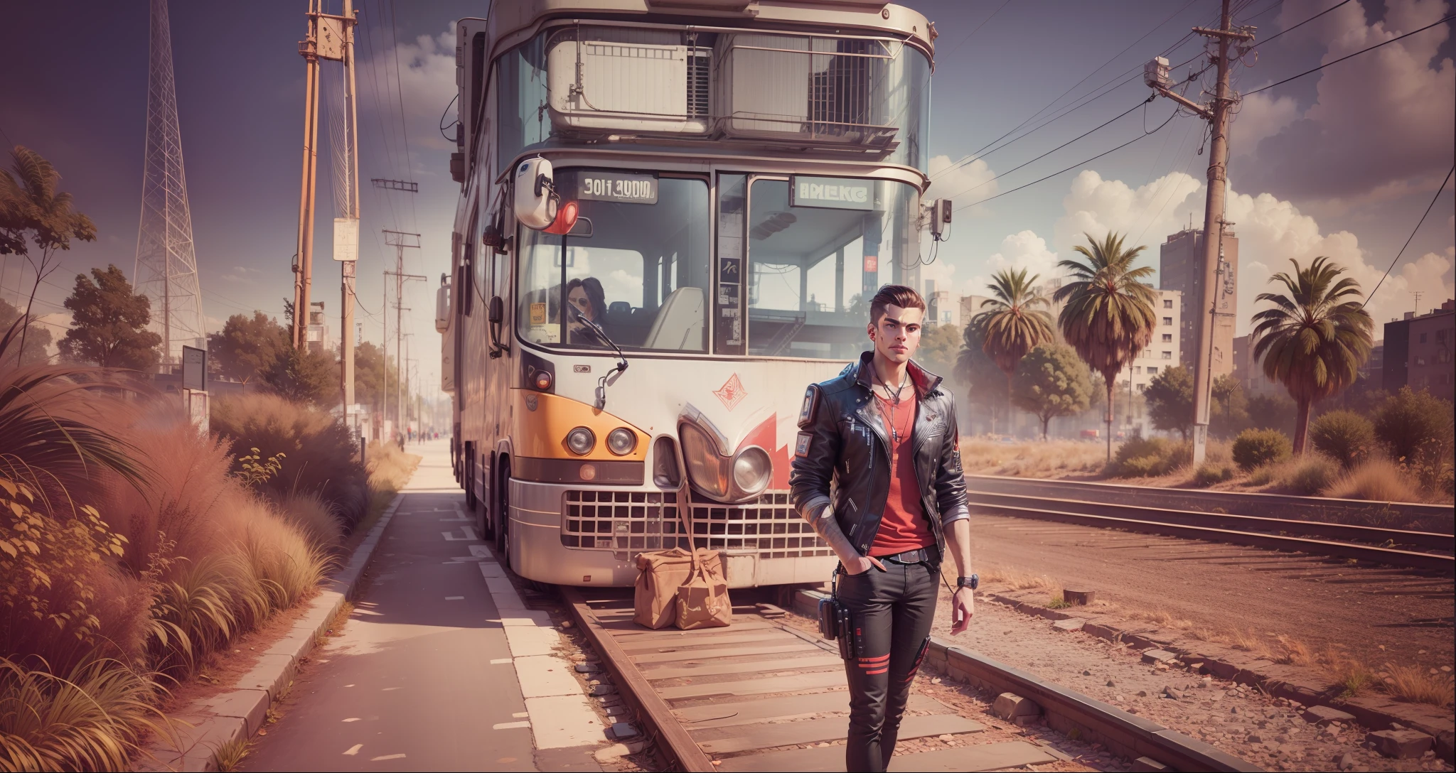 Change background cyberpunk, handsome boy, realistic face, 8k,ultra realistic
