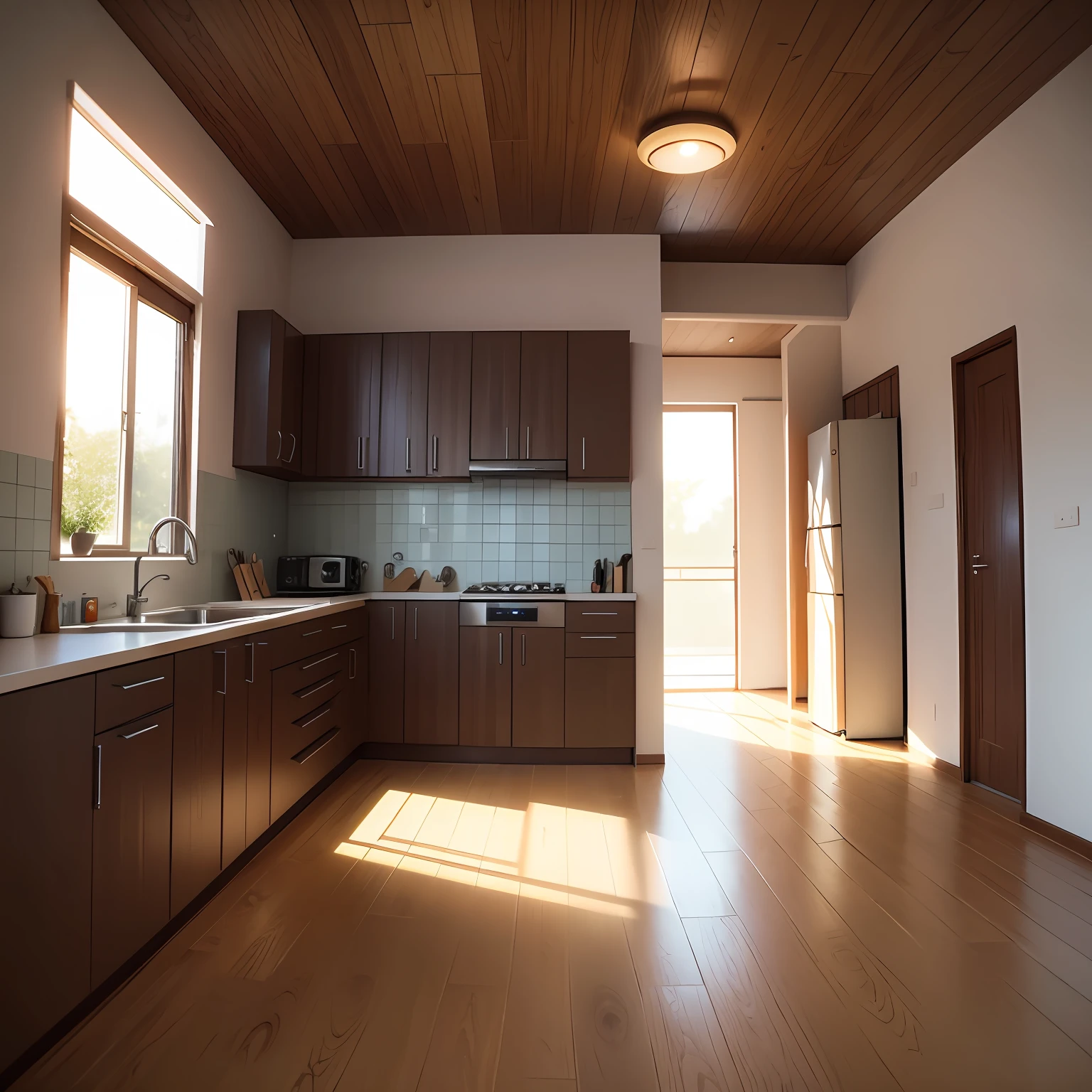 Level 4 house with 3 bedrooms, 1 living room, 1 kitchen, 2 Hygiene, wooden furniture --auto