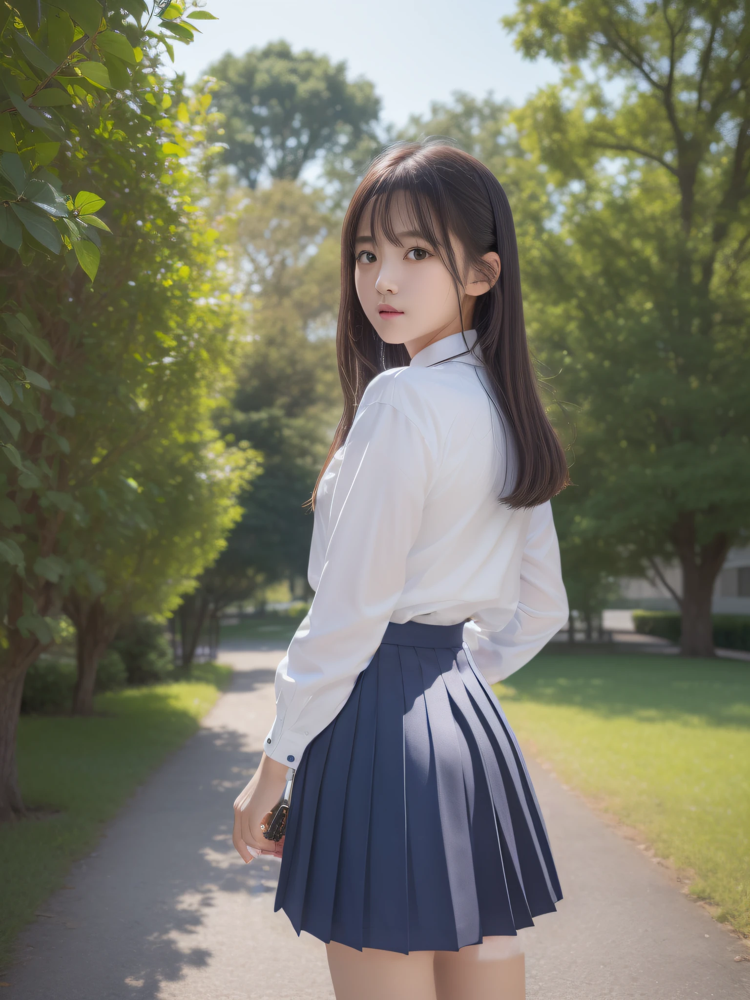 navy blue pleated skirt