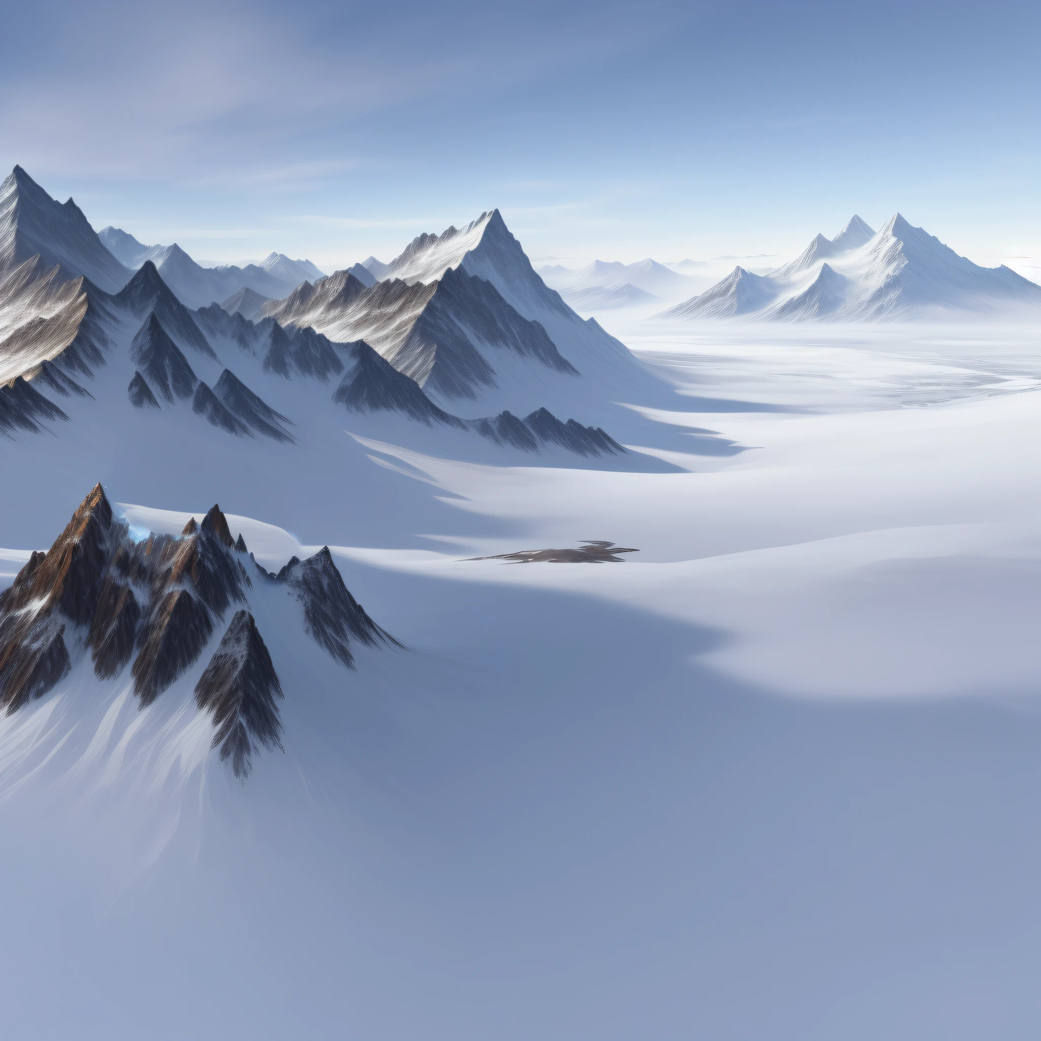 Backlit peaks,There is a small amount of snow