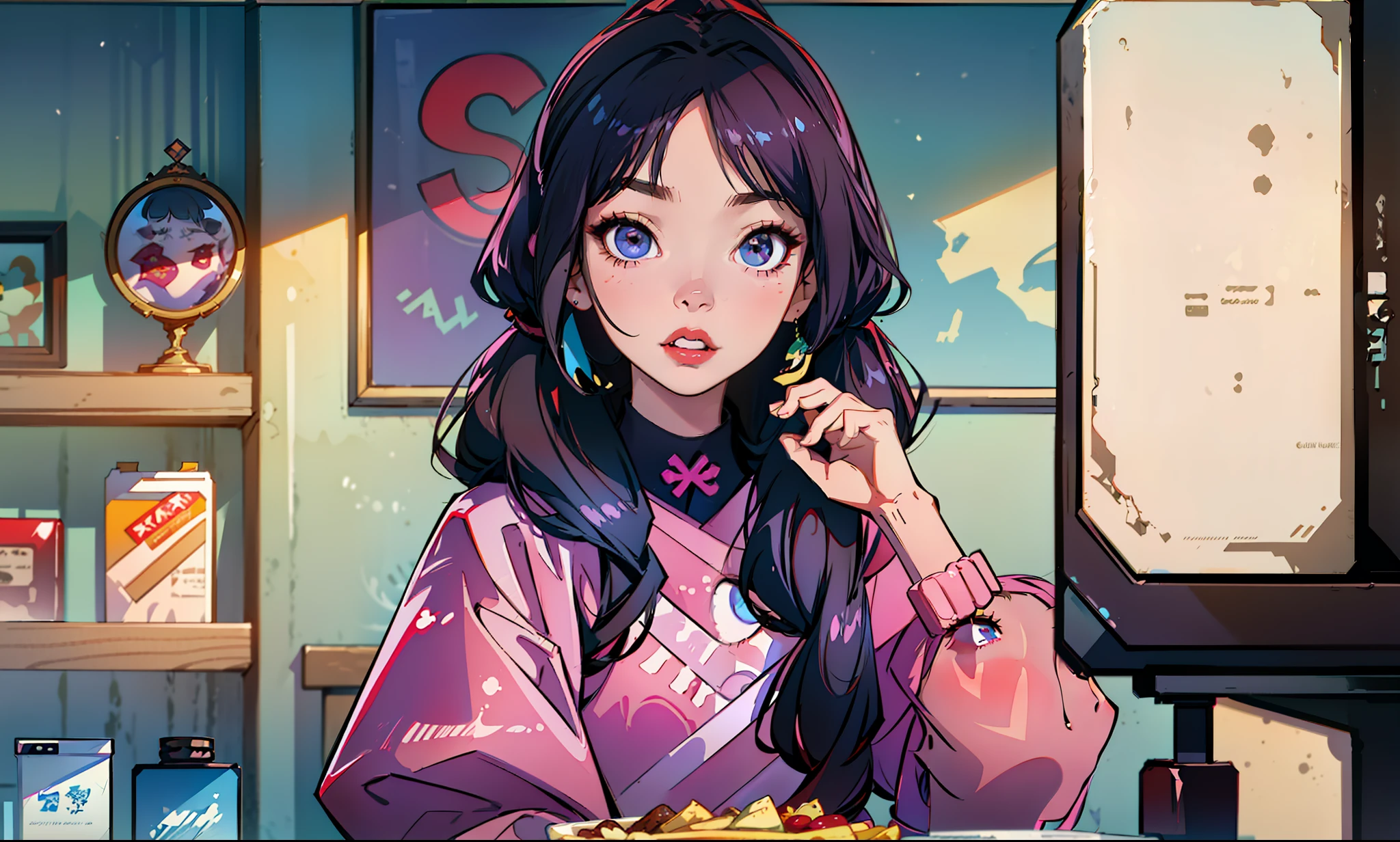 a close up of a woman with long hair standing in front of a refrigerator, blackpink jennie, jossi of blackpink, straight hairstyle, with long hair, portrait of jossi of blackpink, violet long hair, gongbi, sha xi, pigtails hairstyle, jaeyeon nam, taejune kim, the hime cut, roseanne park of blackpink
