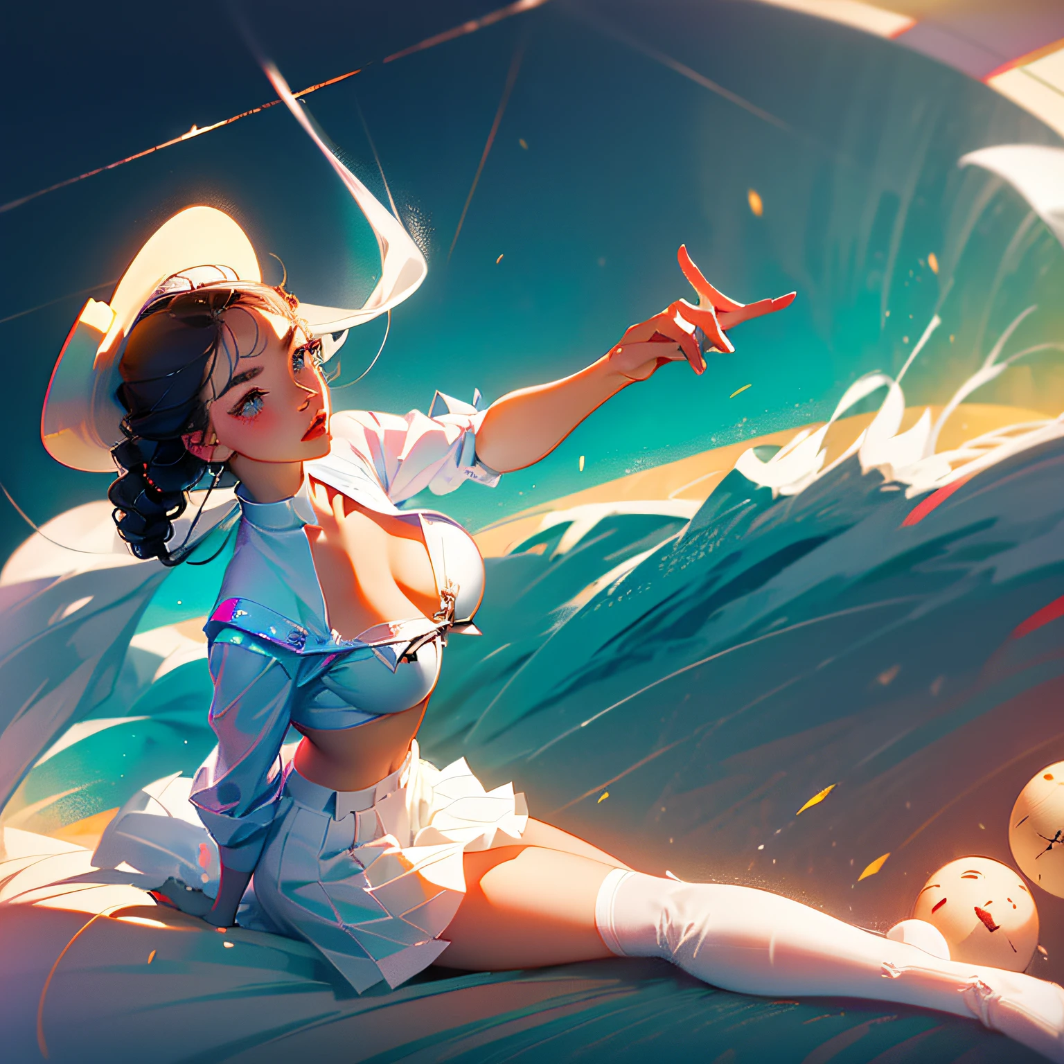 A high resolution, (masterpiece:1.4), ultra - detailed, 1boy,schoolgirls,Surreal girls,White stockings,Pick up your clothes,huge tit --auto