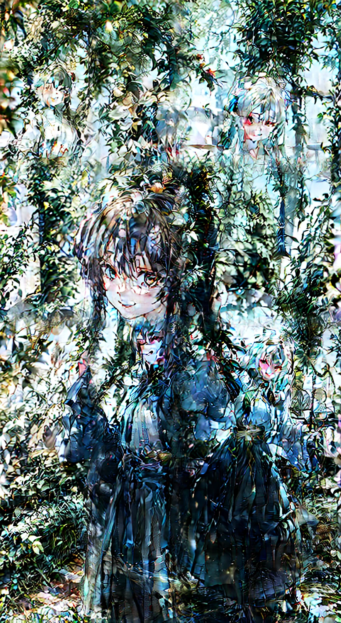 Silver-haired girl in black,Evil smiled