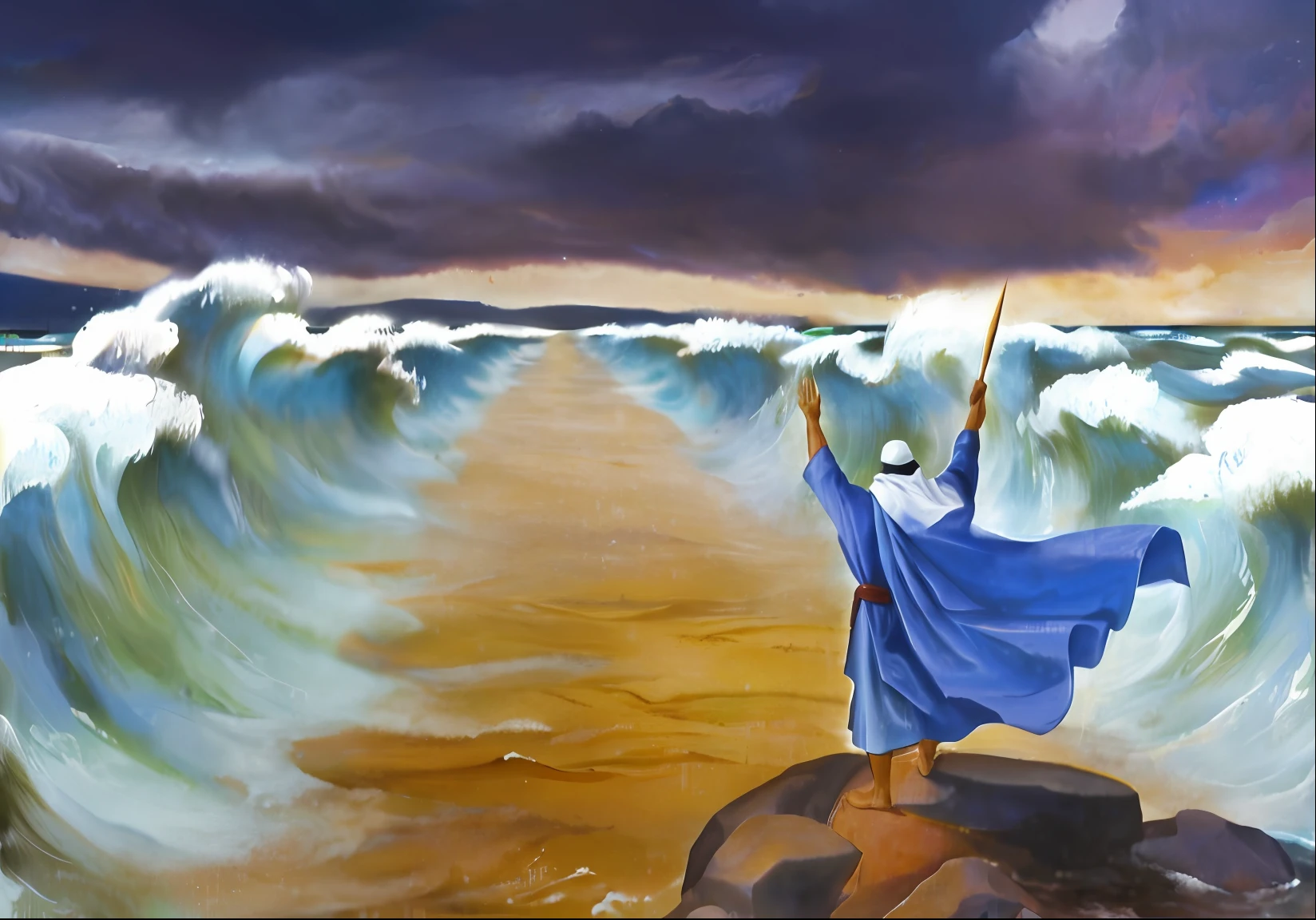 melhore a imagem, moses opening sea, 8k