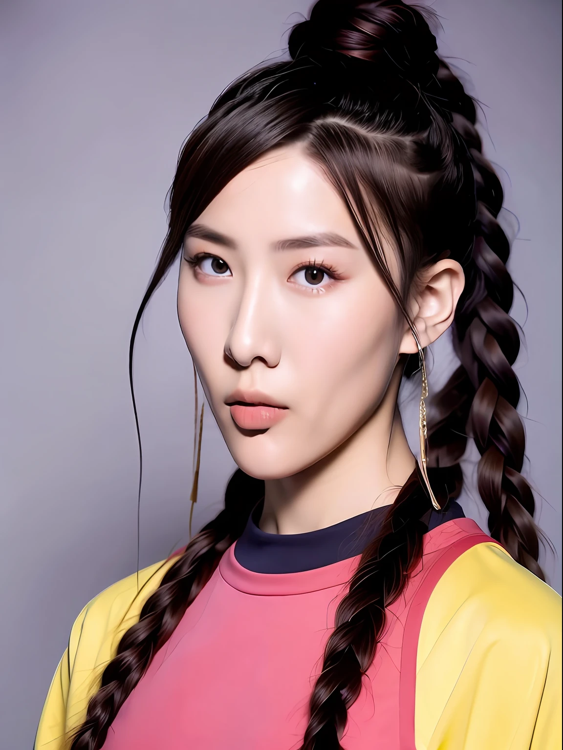 （best qualtiy, tmasterpiece：1.2）, ID photo of a 16-year-old Chinese girl, sportrait, 校服，Pure cotton，greybackground, surrealism, hyper HD, Textured skin, High details