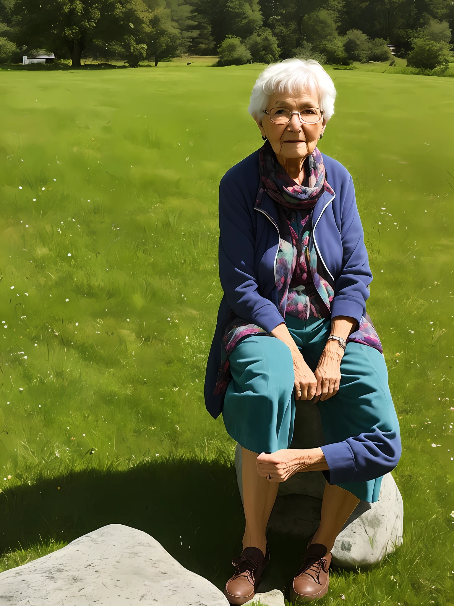 My grandmother sat on a stone in the grass of her rural home waiting for me to come home