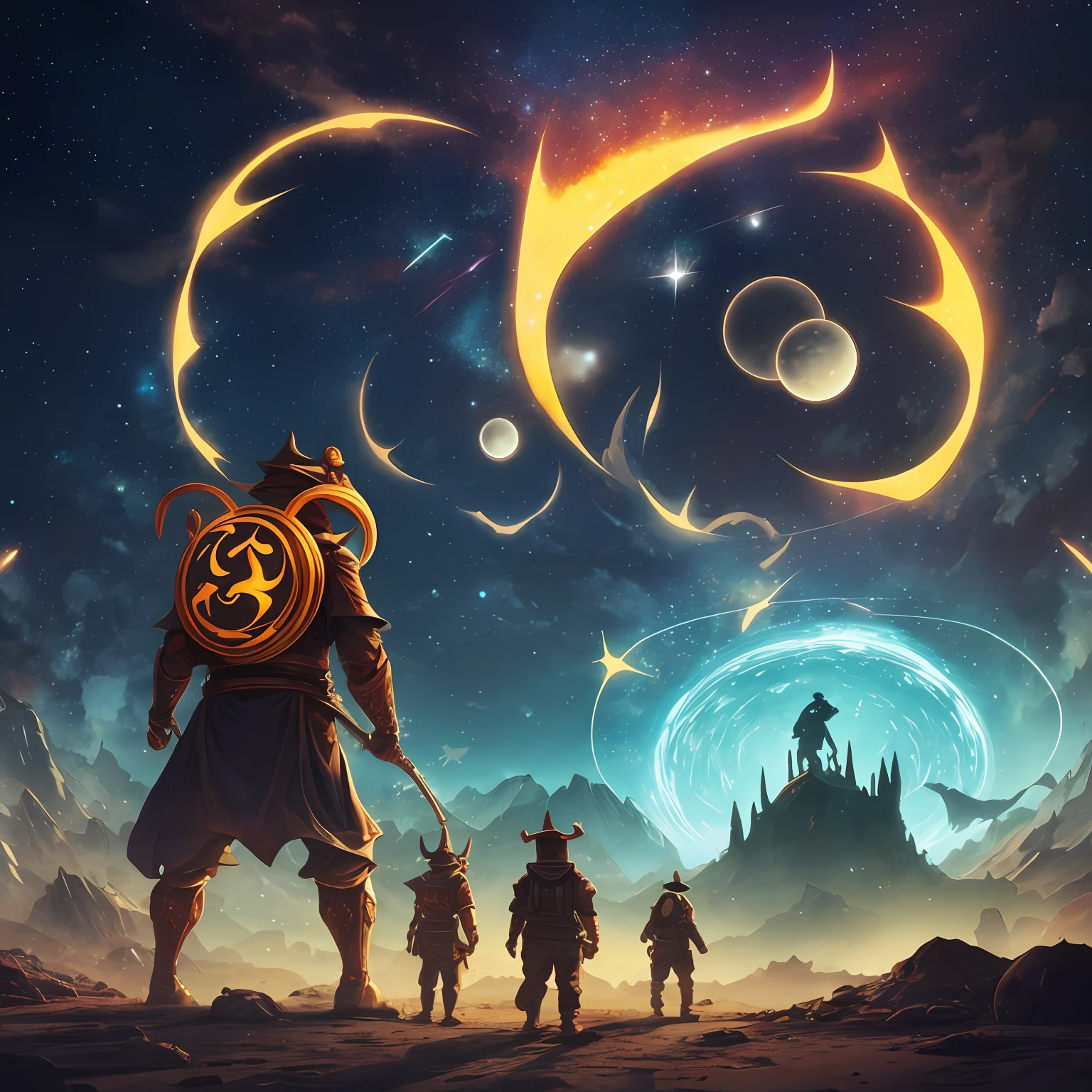 Toad monsters，Stand like a human，There are Devil's Horns，The back has a Big Dipper pattern，The face has a taijitu，Big Dipper，Combat surrealism， --auto