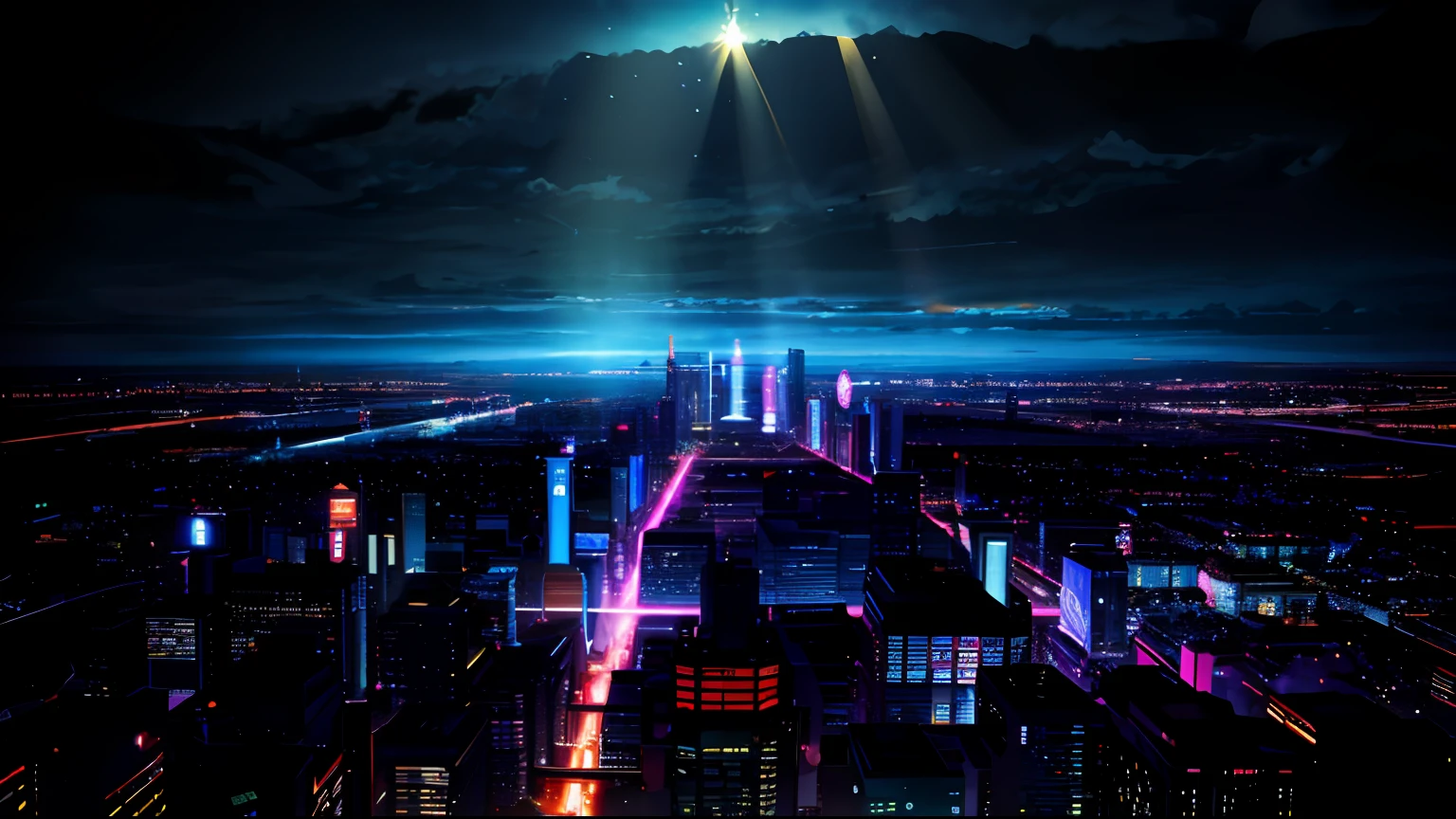 (tmasterpiece,best qualtiy:1.4), cinematric light, Colorful, hight contrast, cyber punk perssonage, neonlight, 城市, view over city, (daysies:1.2), Skysky, rays of sunshine,magic,imagining,epcot
