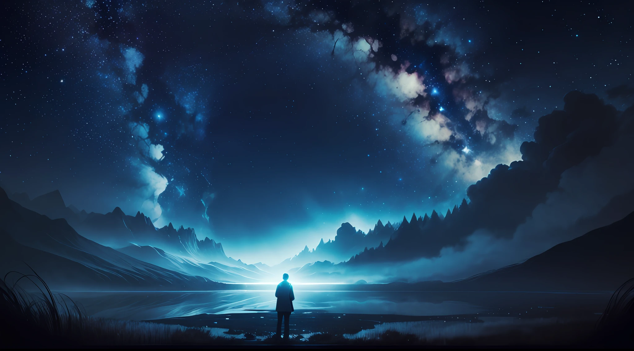 Deep starry sky,mistic,Unknown,movie atmosphere,Negative dark mode,fanciful,angelicales --auto