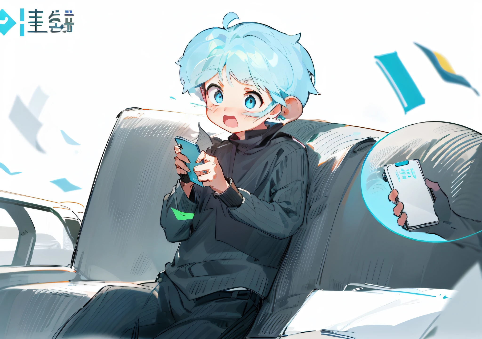 Holding a cell phone in his hand