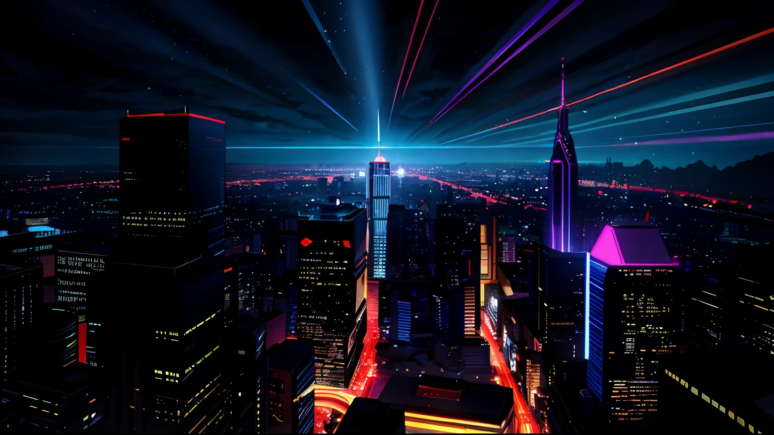 (tmasterpiece,best qualtiy:1.4), cinematric light, Colorful, hight contrast, cyber punk perssonage, neonlight, 城市, view over city, (daysies:1.2), Skysky, rays of sunshine,magic,imagining,epcot