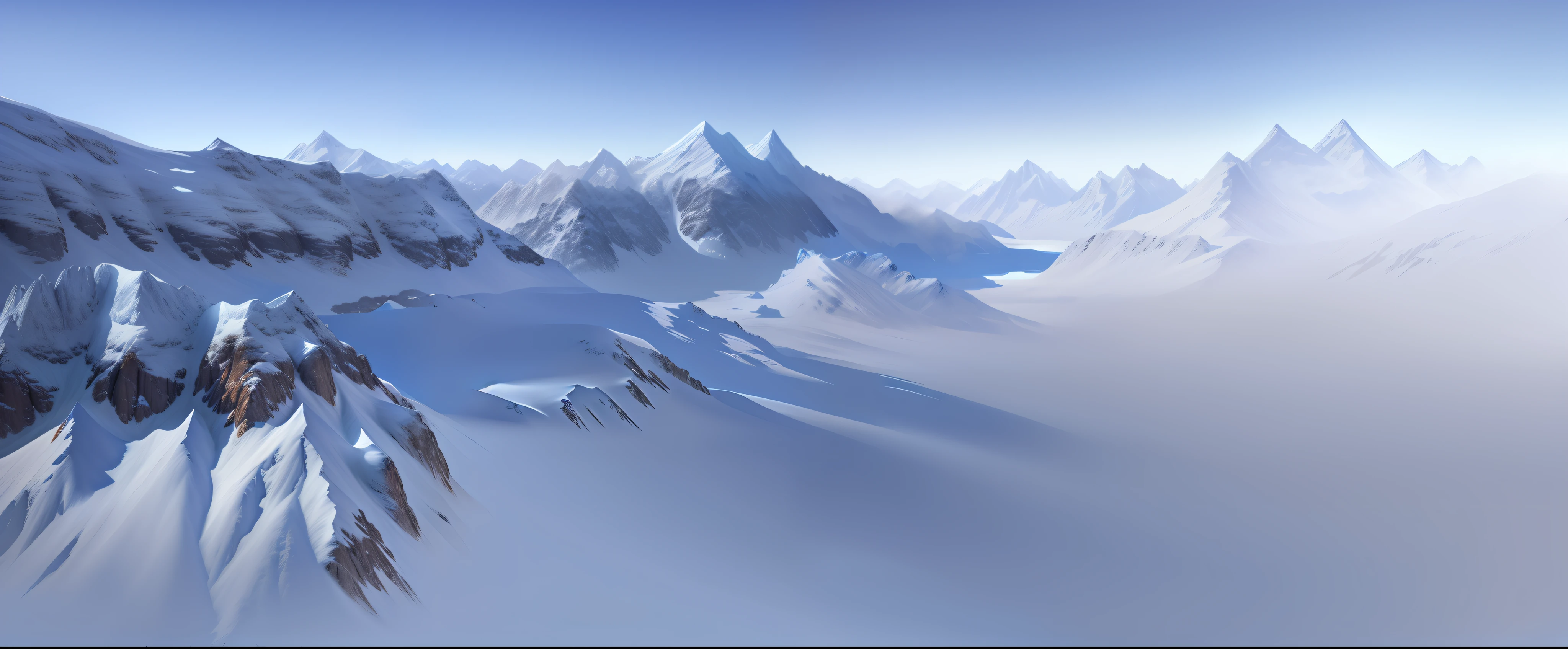 Snow-covered peaks,overcast day, snowy mountain landscape,blue colors,Frozen,glacier,ice cubes,game background,high qulity,tmasterpiece,