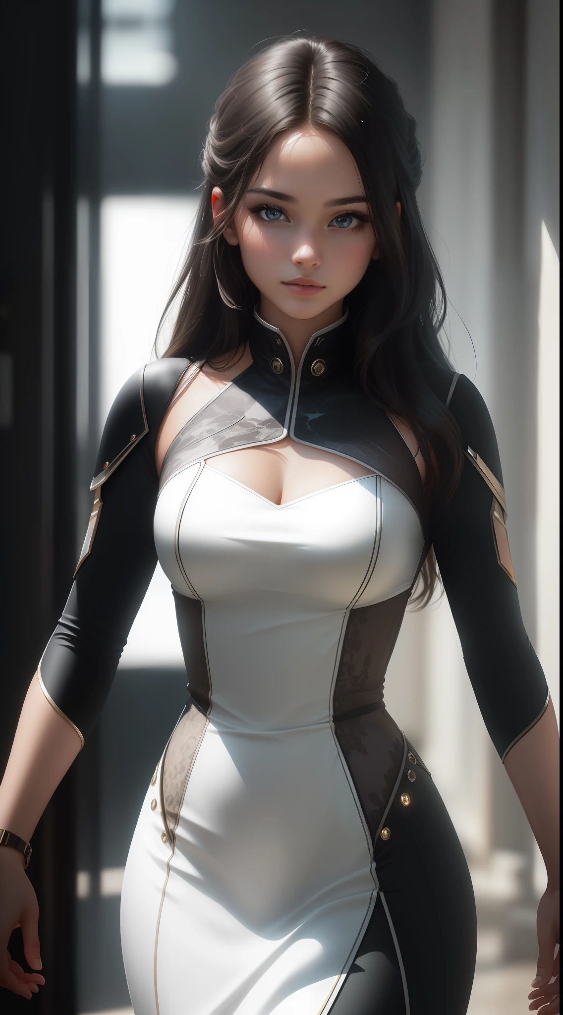 beautiful girl, from futuristic world, sharp look, sharp focus, wearing a marble dress, light reflection, purity seals on her dress, (beautiful face), ultra detailed, highest detail quality, ultra realistic, photography lighting, overcast reflection mapping, ((photorealistic)), cinemeatic, movie quality rendering, octane rendering, focused, 8k, depth of field, real shadow, sharp focus, exteremely-detailed,8K, (masterpiece*high detailed*highres)