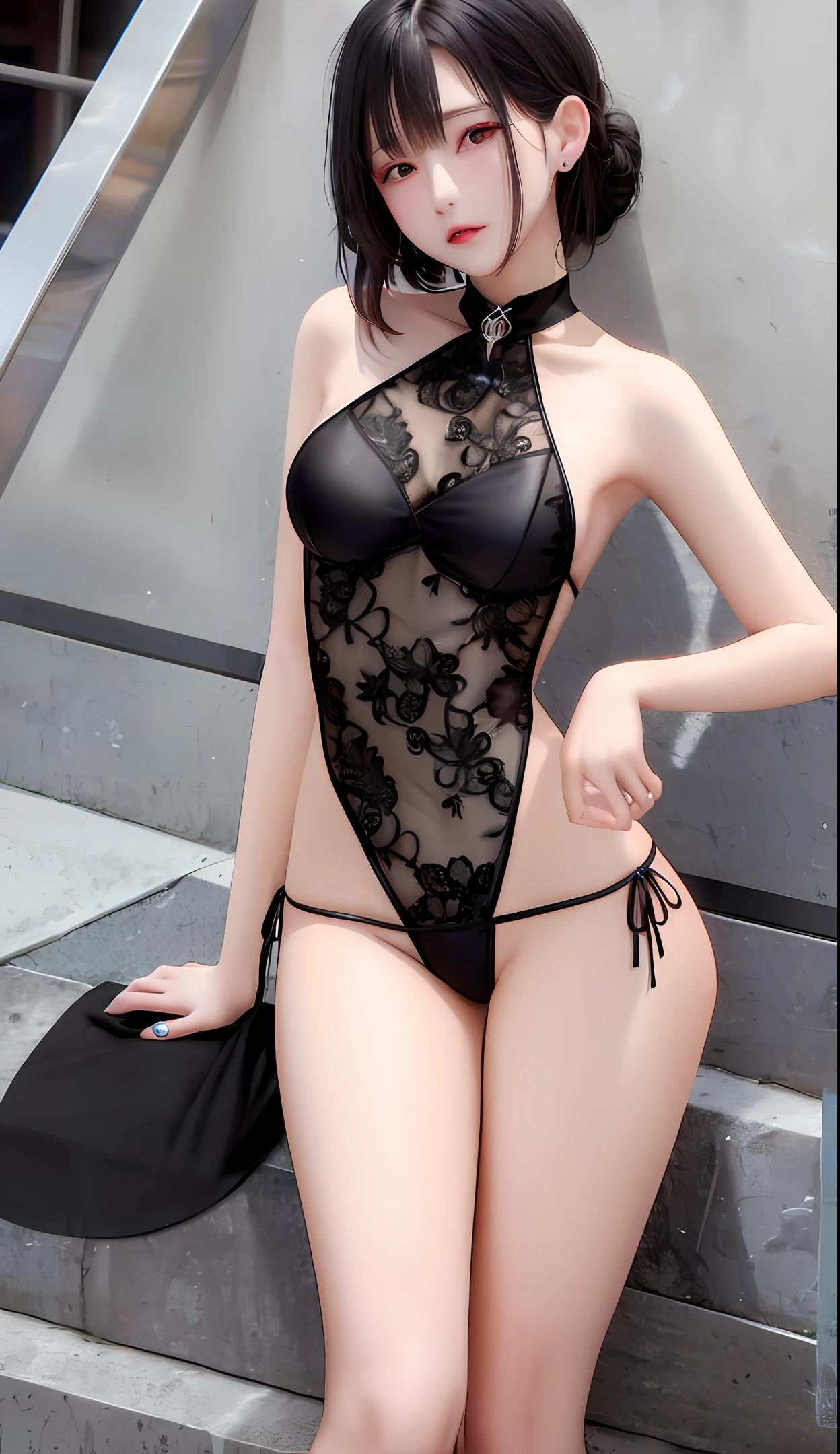 Black silk heel
