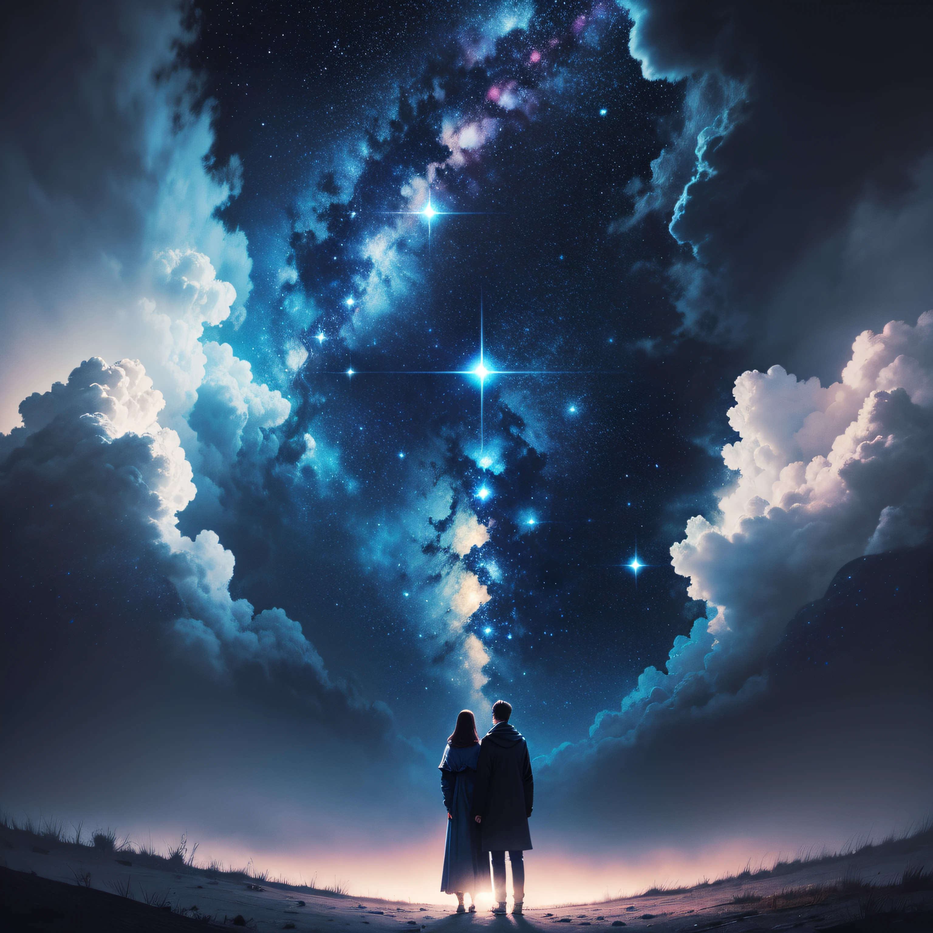 Deep starry sky,mistic,Unknown,movie atmosphere,Negative dark mode,fanciful,dream magical, painting of a --auto