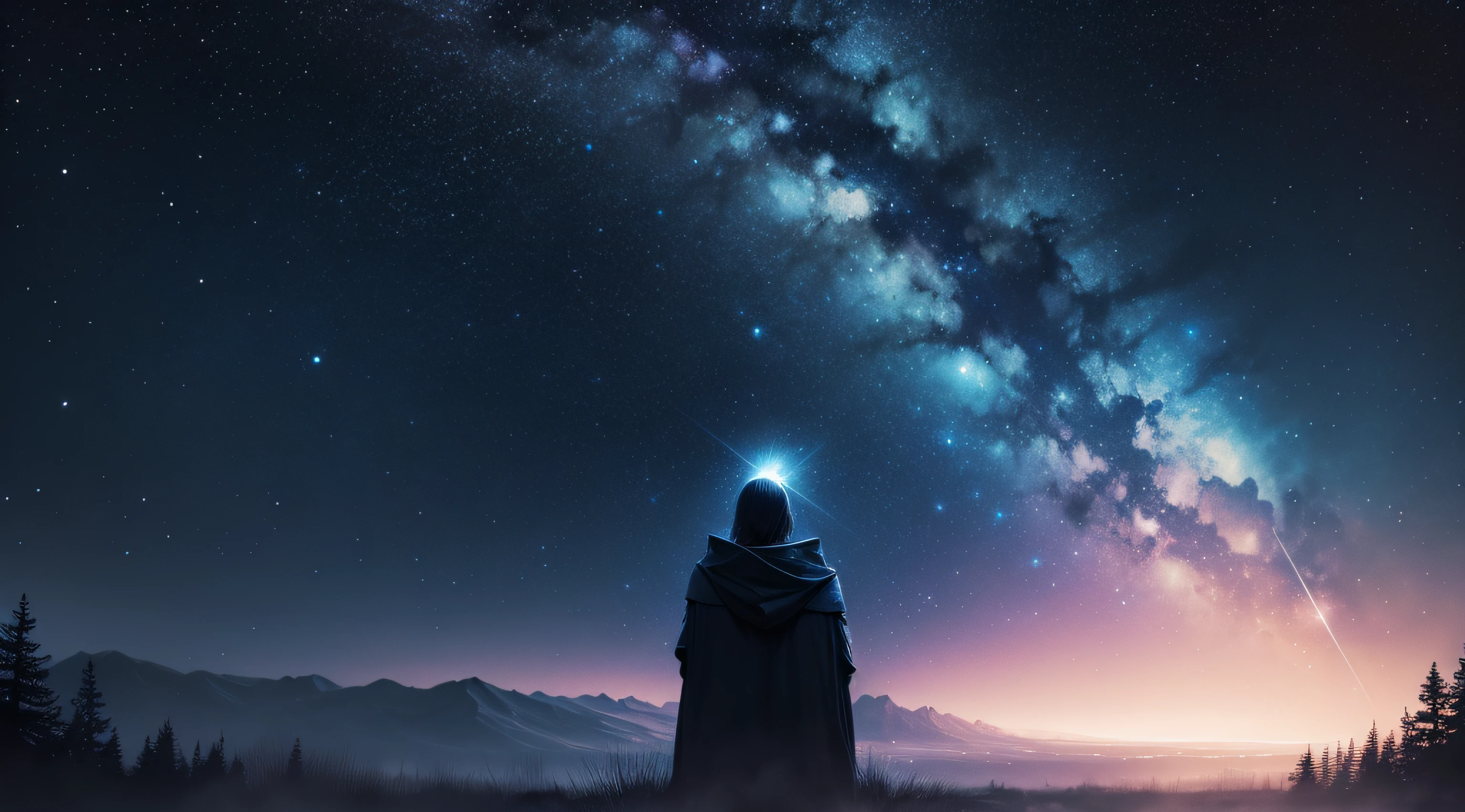 Deep starry sky,mistic,Unknown,movie atmosphere,Negative dark mode,fanciful,dream magical, painting of a --auto