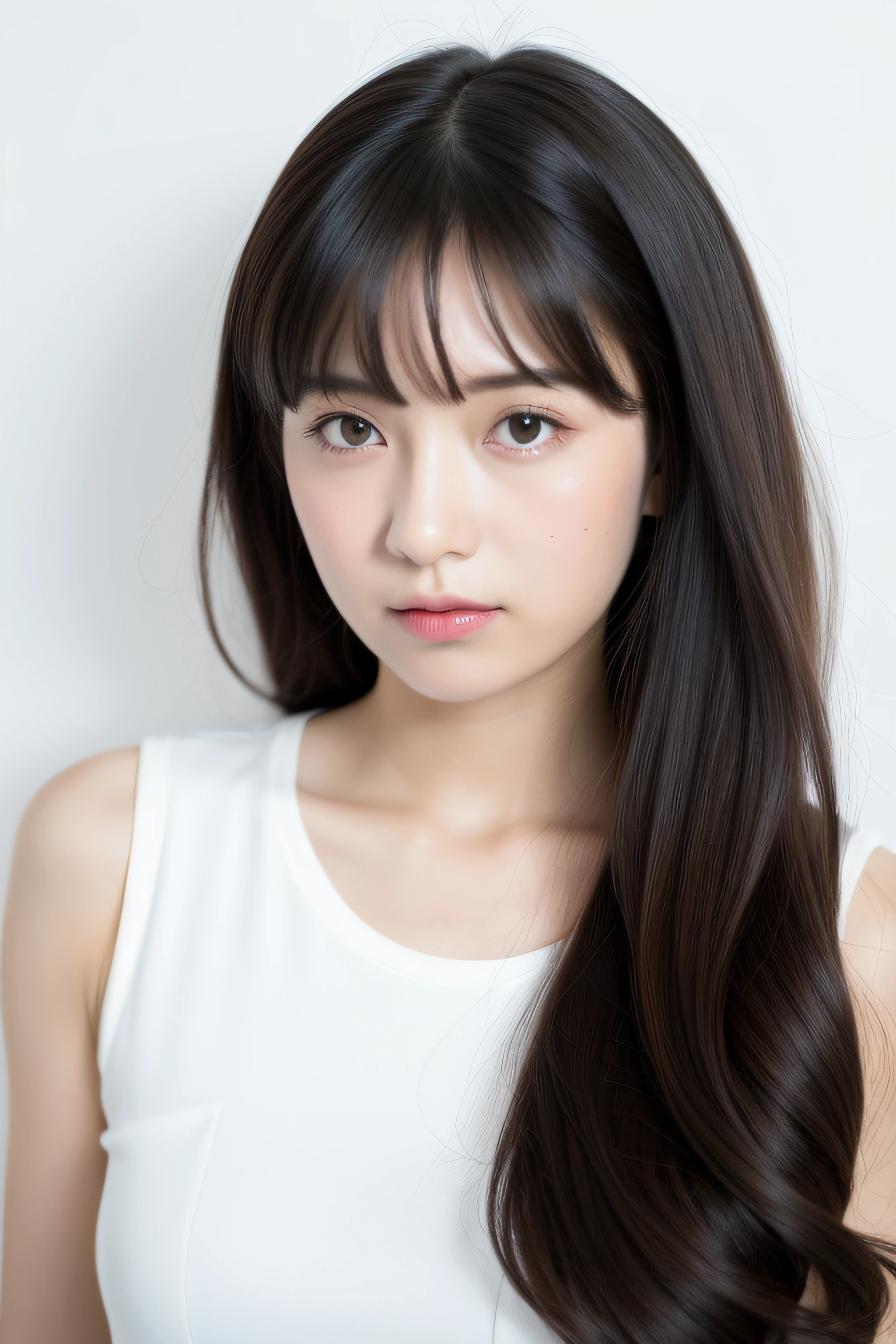 japanes,femele,独奏,1 girl in,The upper part of the body,front facing,Nothing background,