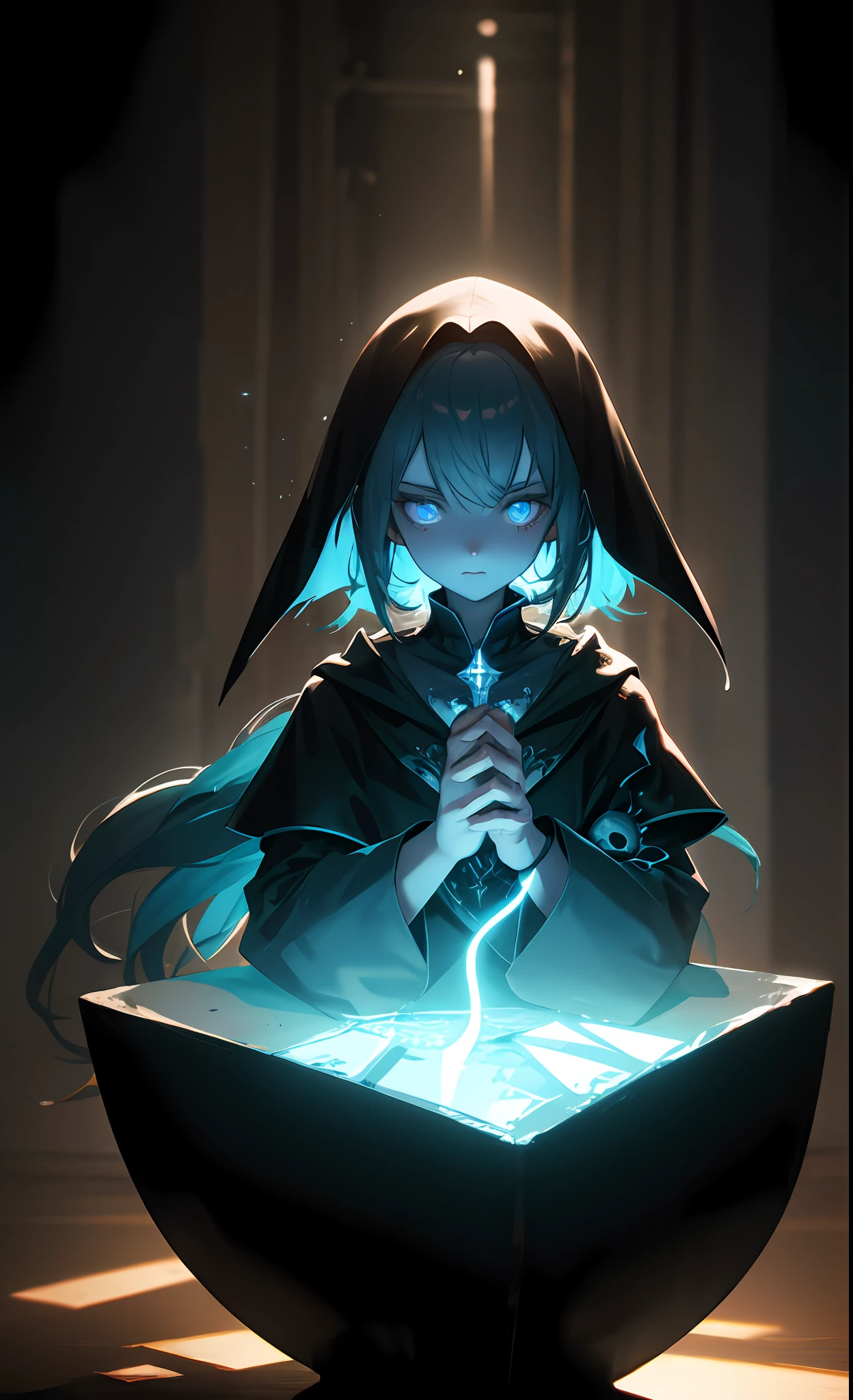 masterpiece, best quality, mixing potions, dark moody lighting, glow, glowing, mysterious, mystical, magical, rim lighting