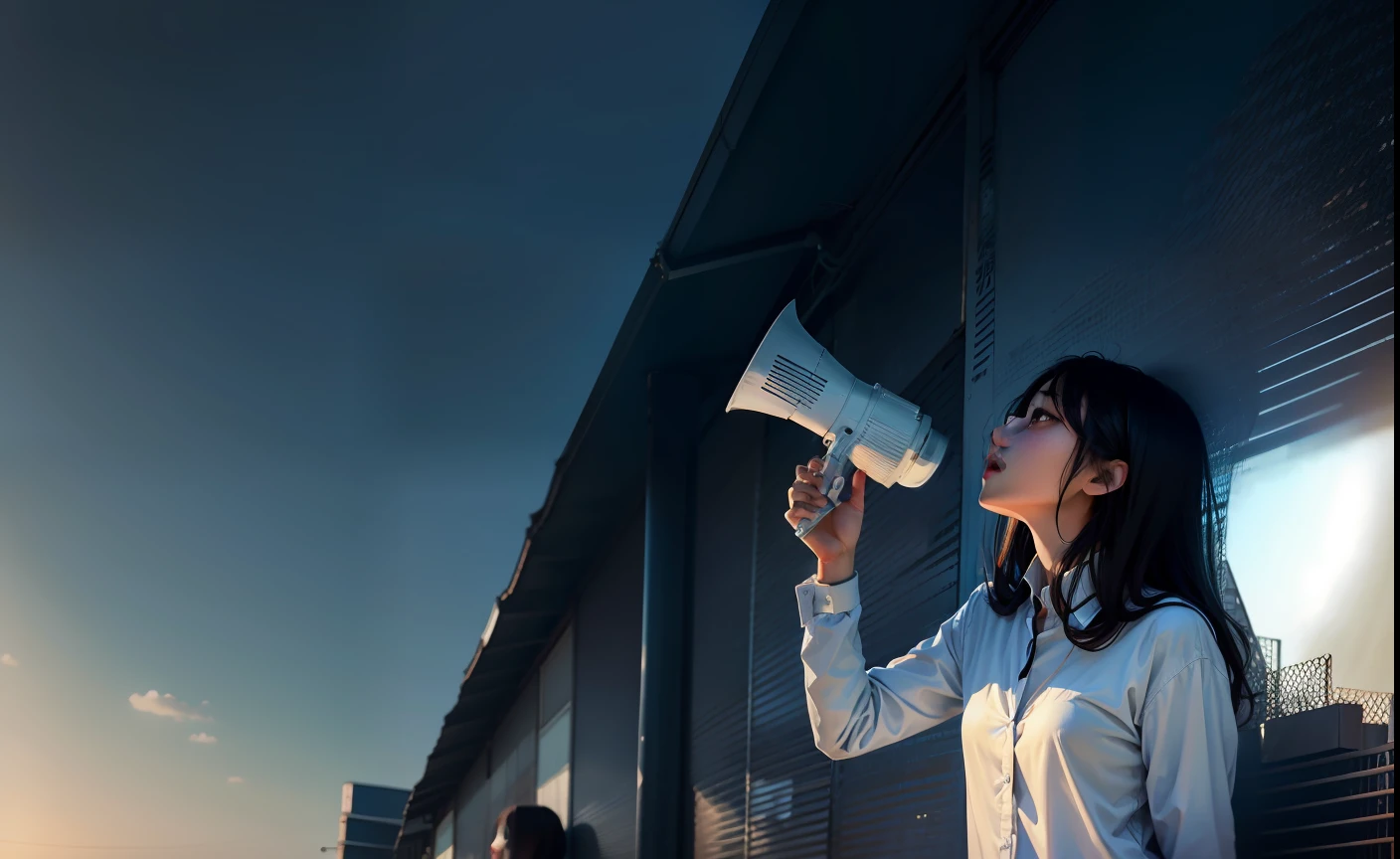 Loudspeaker on the right、shirt、girl with、Long、 --auto