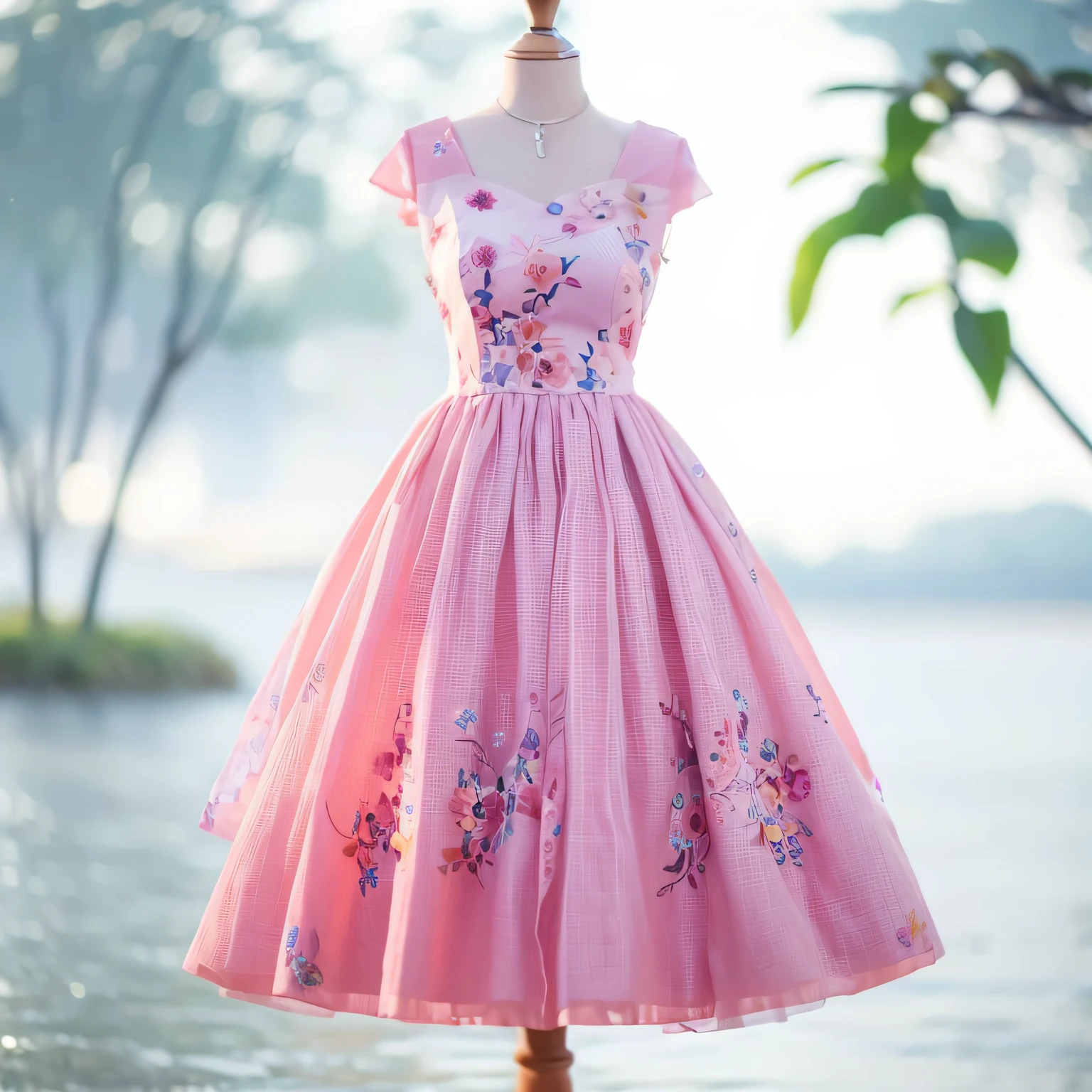 illustrious，high qulity，high detal。A beautiful East Asian girl wearing the dress pictured。（Stand among the flowers：1.5），Look at the camera with a smile，Shot with Canon camera，125mm lens，2048p