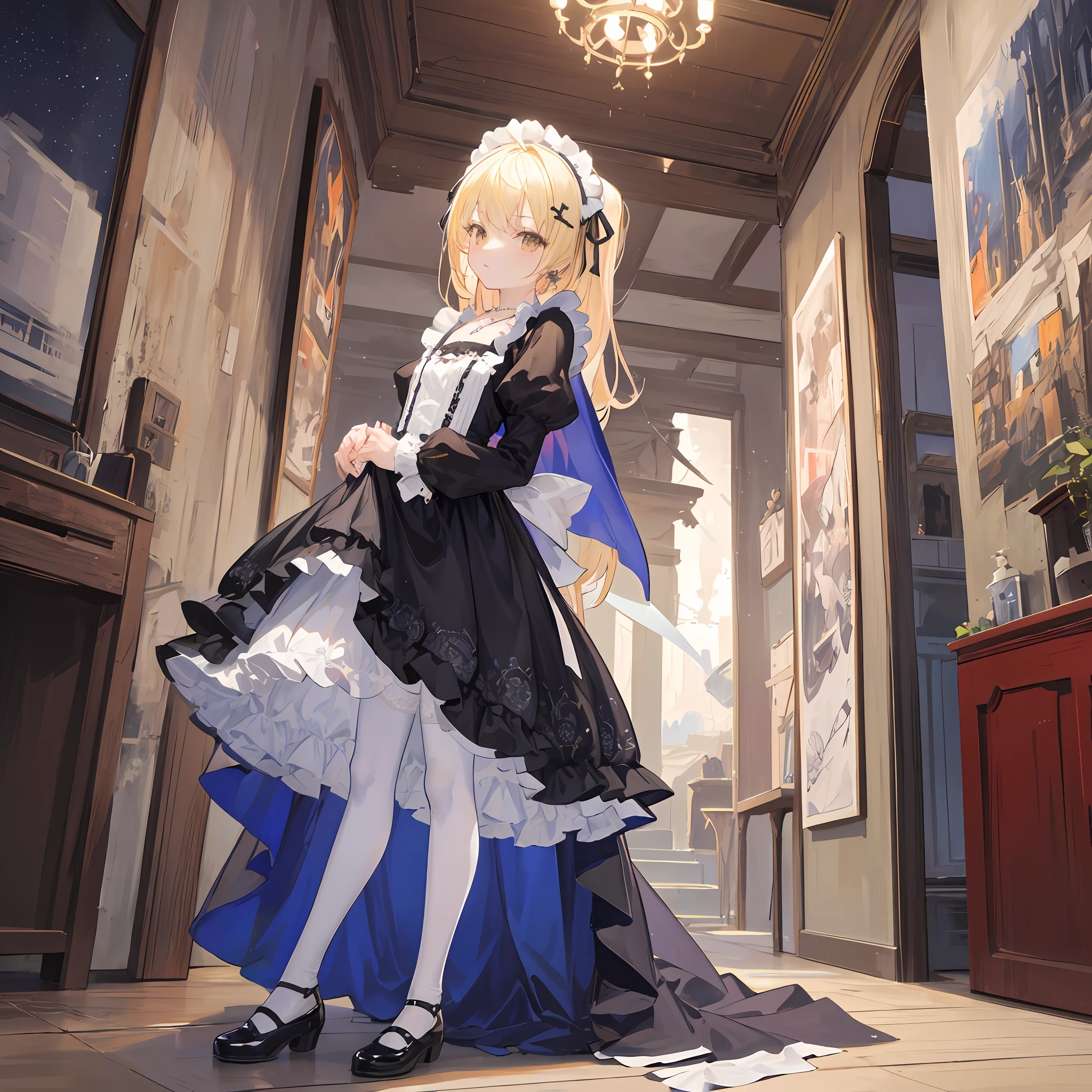 lolita gothic,from side,full body,ray tracing,{best quality}, {{masterpiece}}, {highres}, original, extremely detailed 8K wallpaper, 1girl, {an extremely delicate and beautiful},,incredibly_absurdres,ray tracing,{best quality}, {{masterpiece}}, {highres}, original, extremely detailed 8K wallpaper, {an extremely delicate and beautiful},,incredibly_absurdres,colorful,intricate detail,artbook,,perspective,ultrawide shot,overall view,,aurora,starry sky,clusters of stars,starry sky,glinting stars,,forest,outline,fountain,shop,outdoors,east asian architecture,greco-roman architecture,restaurant,shanty town/slum,,church,highres,extremely detailed CG unity 8k wallpaper,detailed manga illustration,art of light novel,art of light novel,angel,petite,dragon girl,lolita fashion,infant,ahoge,blonde hair,long hair,blonde_hair/yellow_eyes,looking afar,closed mouth,standing,own hands together,detail fingers,slim legs,expressionless,serious,beautiful detailed eyes,gothic_lolita,Cape hood,lolita gothic,white pantyhose,white stocking,white_thighhighs,fine fabric emphasis,mary_janes,cross necklace,ribbon,hair ribbon,maid headdress,hair ornament,flat_chest,flat_chest,ray tracing,beautiful detailed sky,masterpiece,Clear picture,gem,